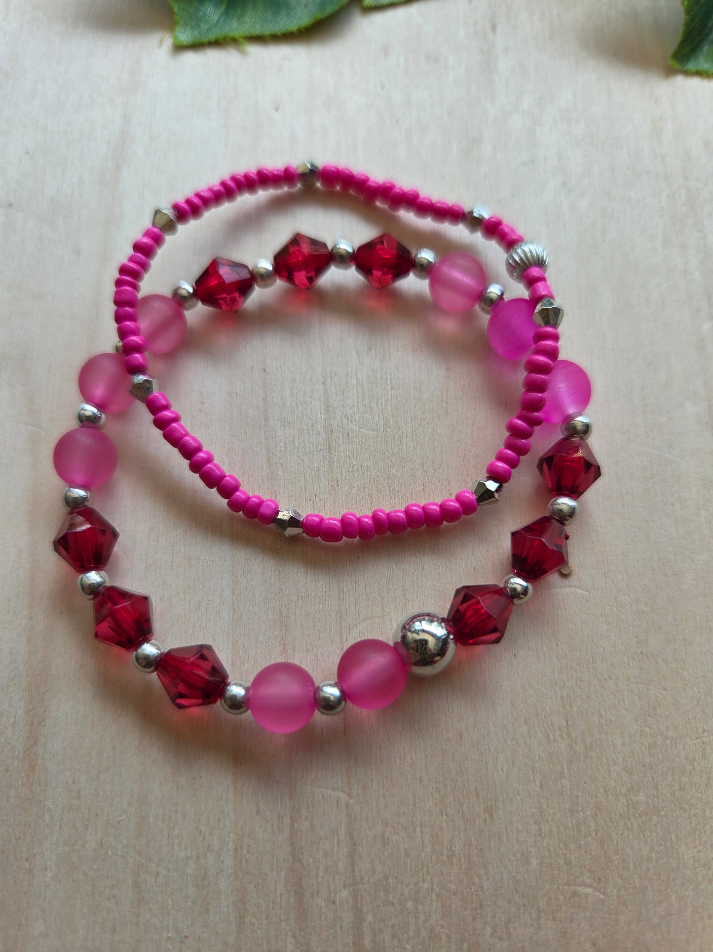 Armbänder  Pink Big Perlen 3 er Set
