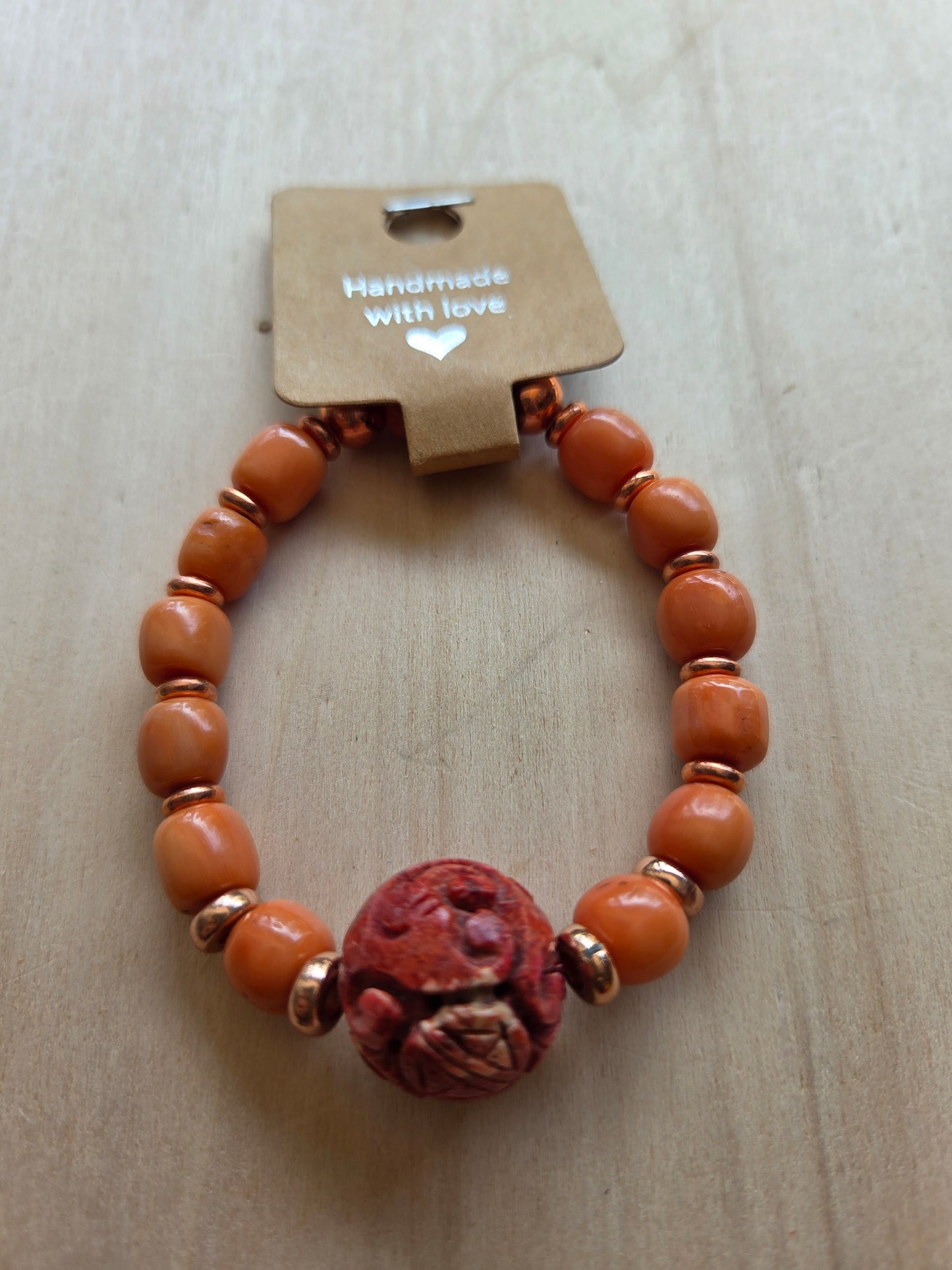 Armband orange mit antiken Perlen