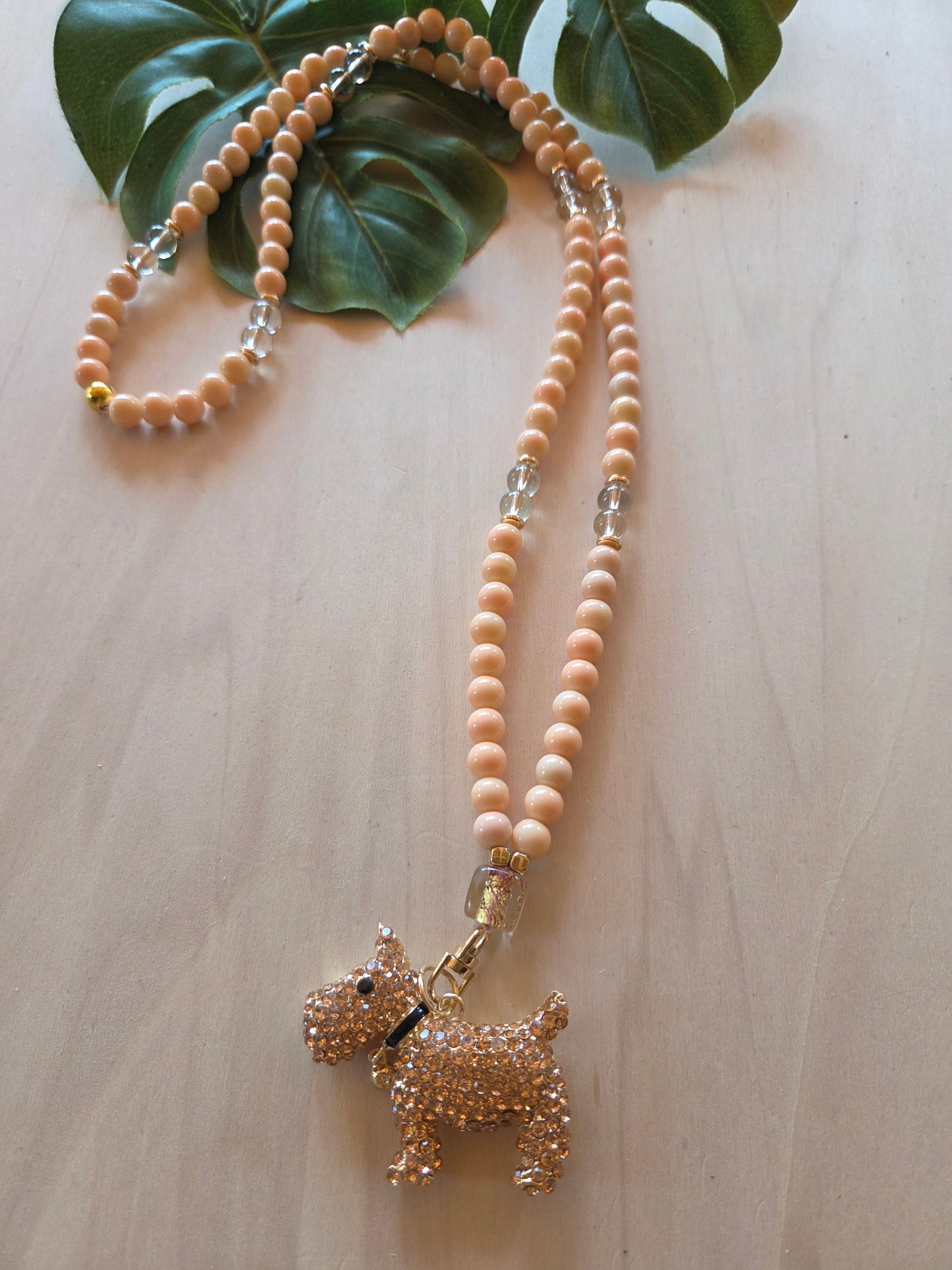 Halskette mit Strass Ah Hund Rose