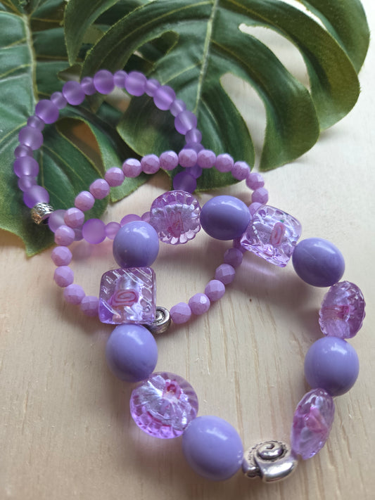 Armbänder 3 er Set Lila mit schönen Glasperlen