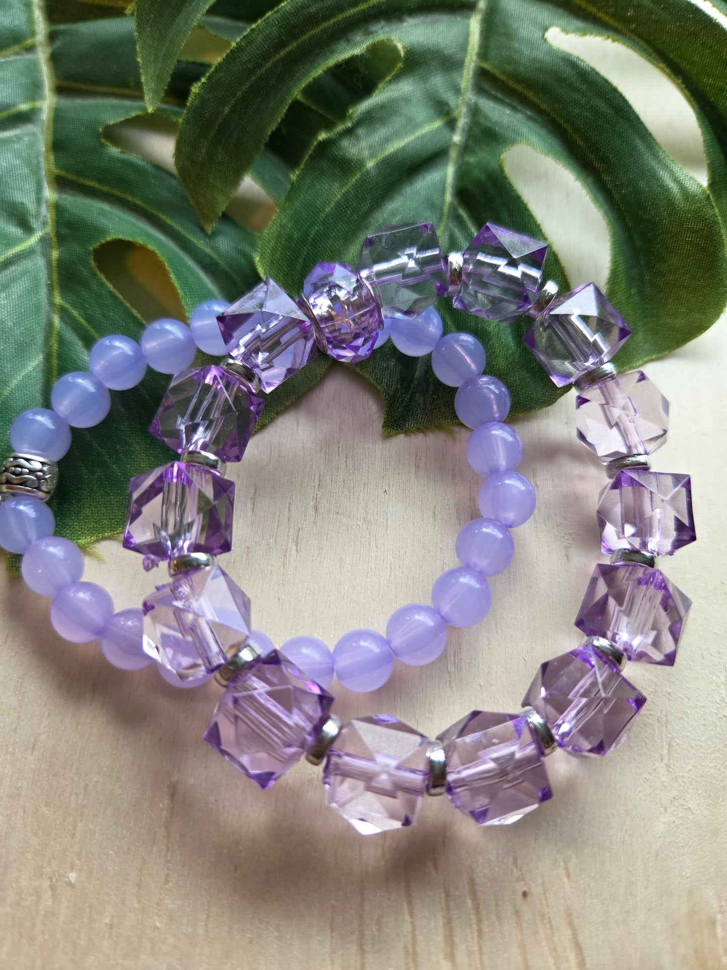 Armbänder 3 er Set Lila Schöne große Perlen
