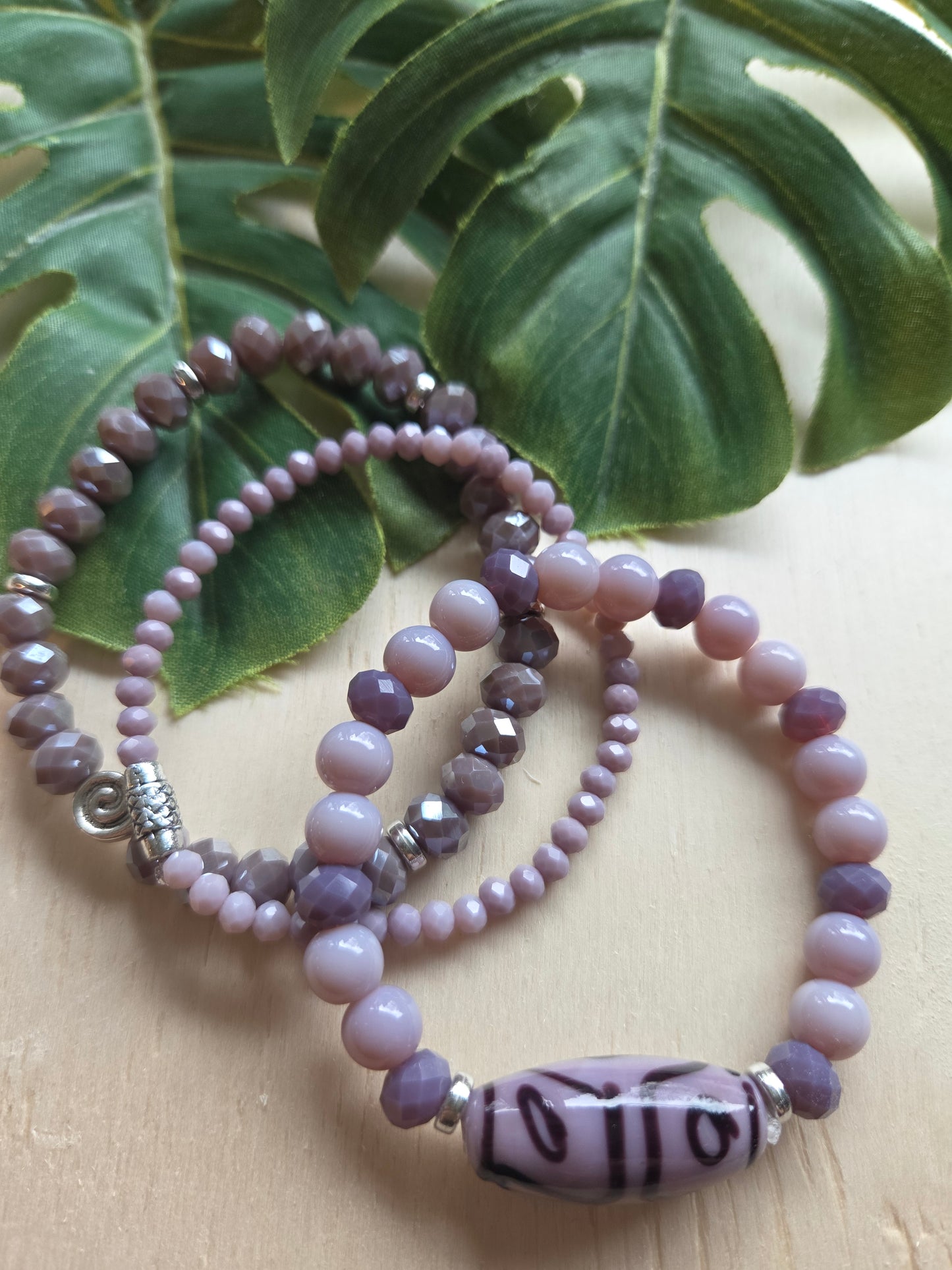 Armbänder Lila 3 er Set  Stein
