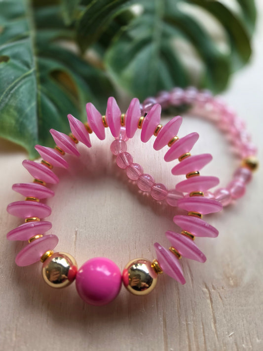 Armbänder Rosa 2 er Set Big große Perlen
