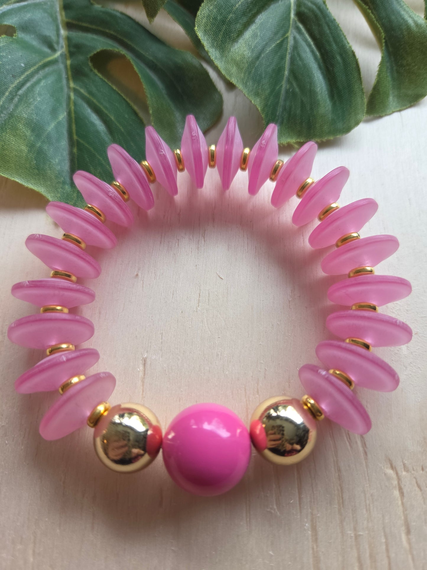 Armbänder Rosa 2 er Set Big große Perlen