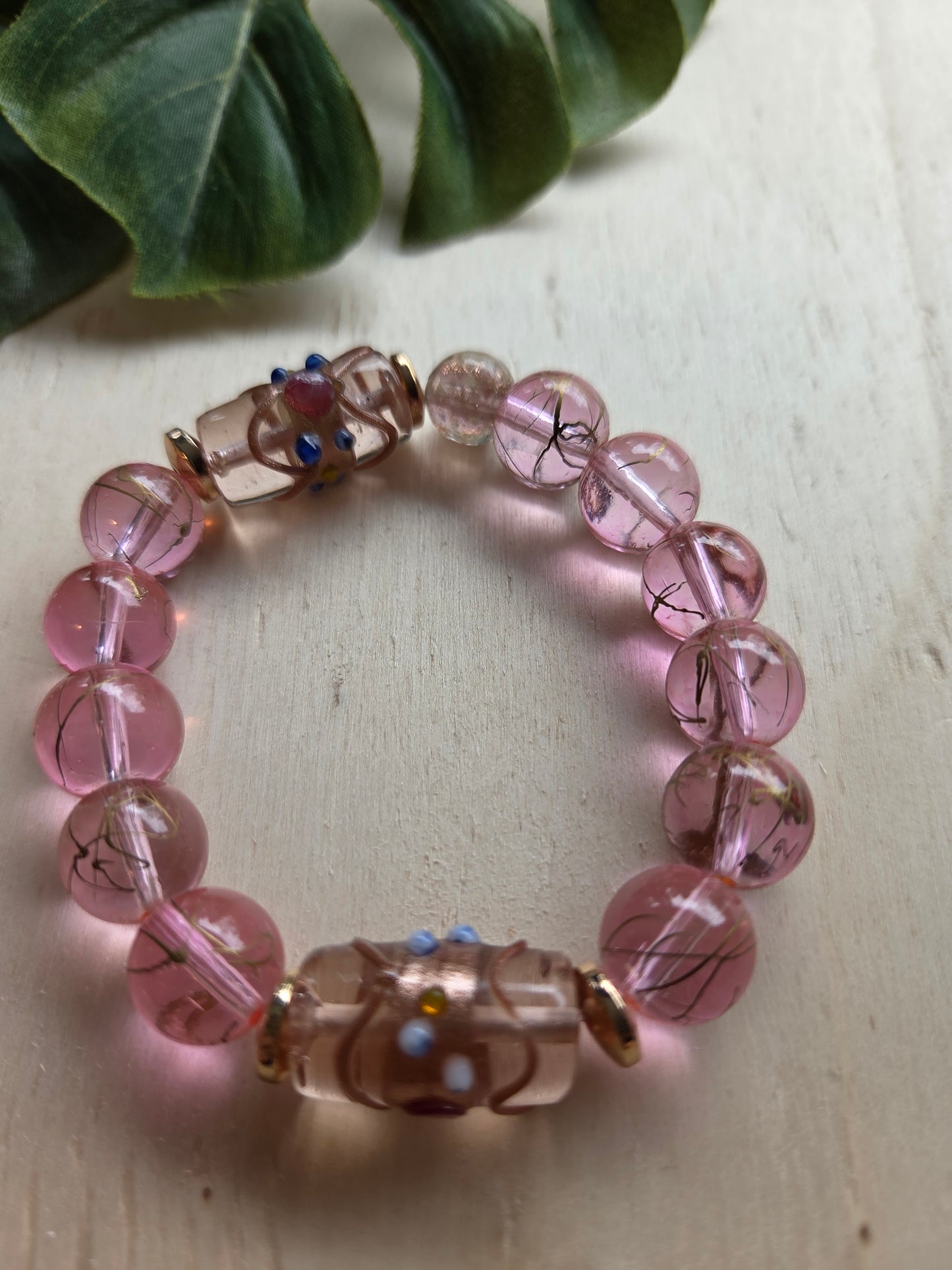 Armbänder 3 er Set Rosa  schönes Glas