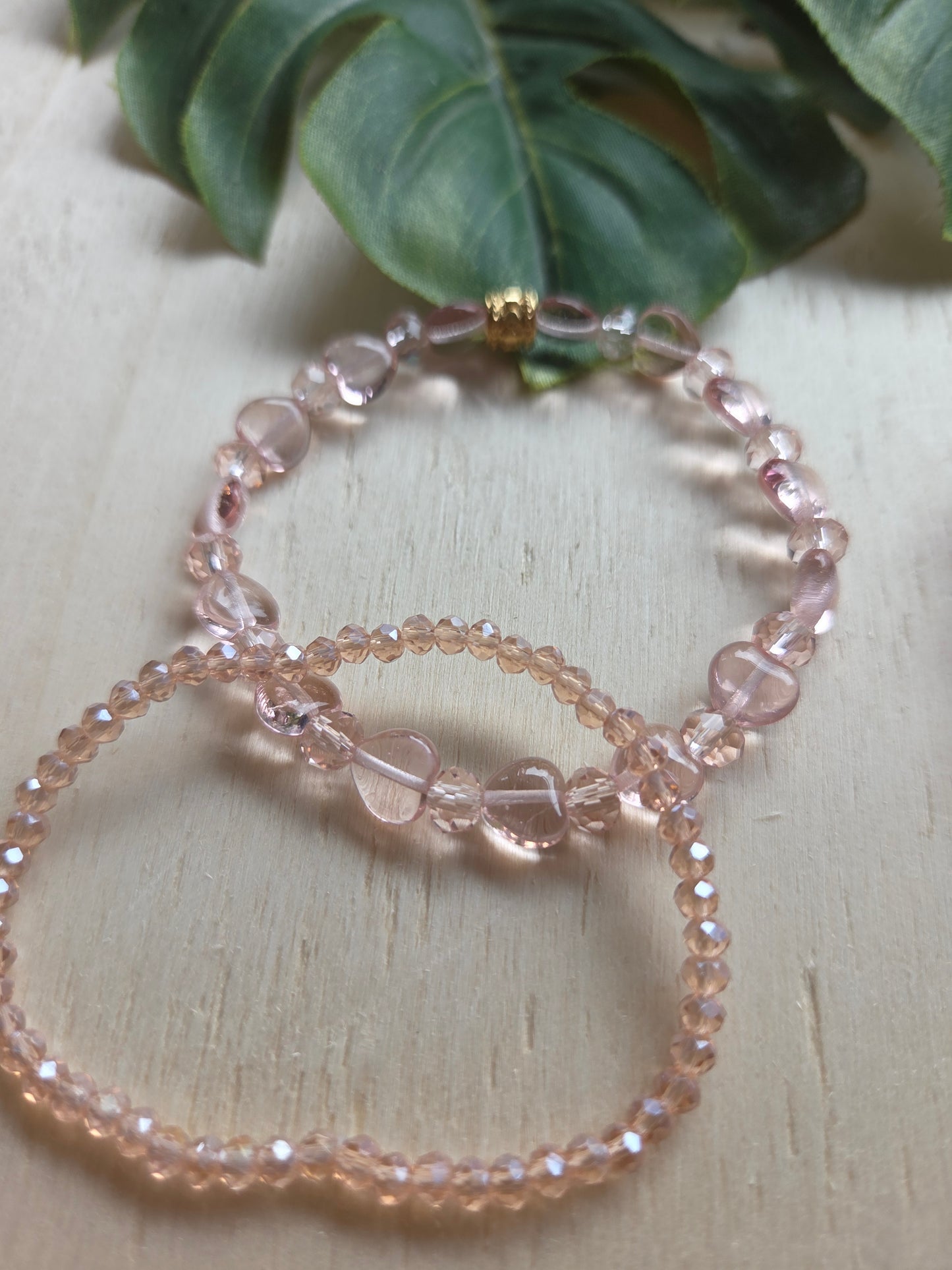 Armbänder 3 er Set Rosa  schönes Glas