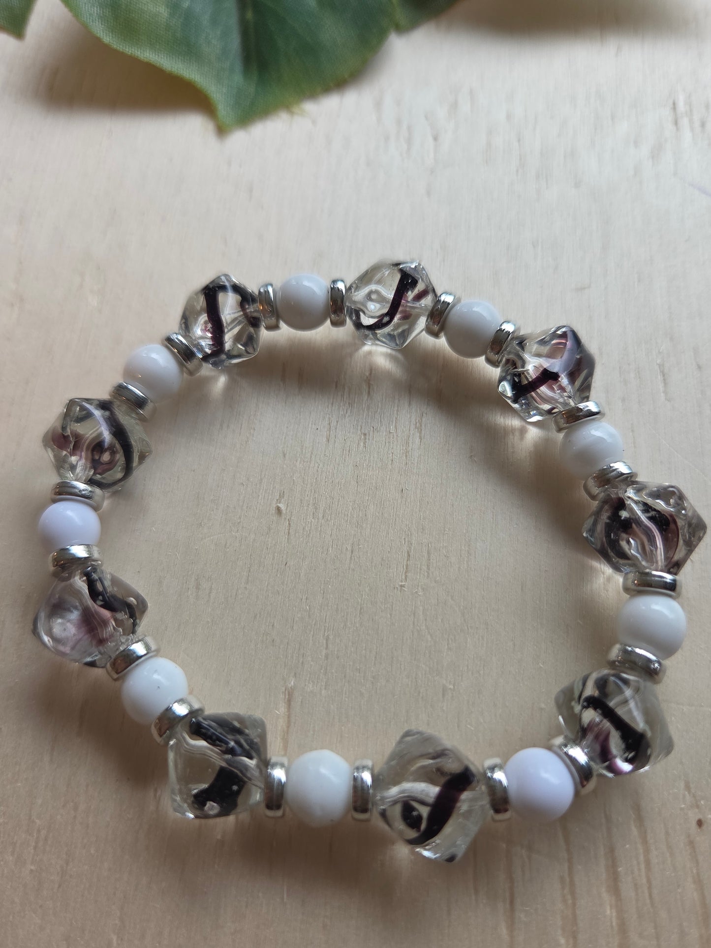 Armbänder 3er Set  Perlenweiß/schwarz