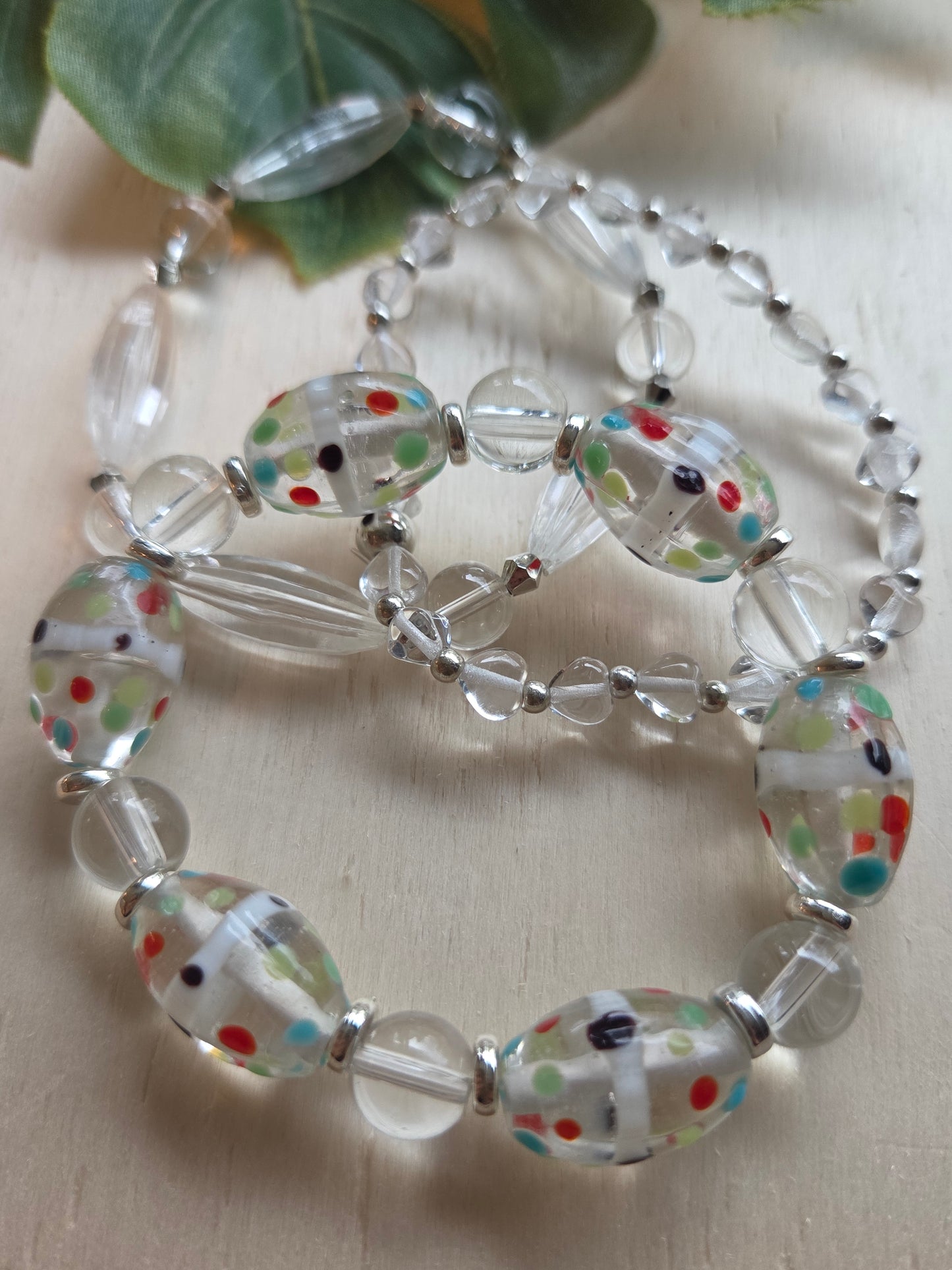 Armbänder 3er Set Perlen Glas klar