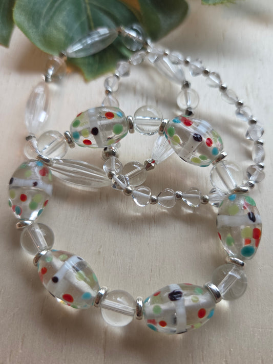 Armbänder 3er Set Perlen Glas klar