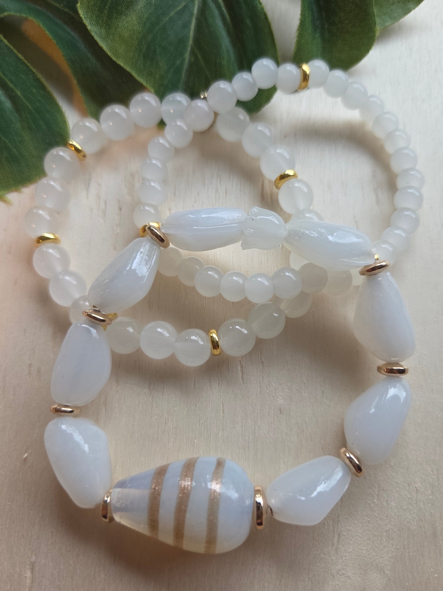 Armbänder 3er Set Perlen weiß