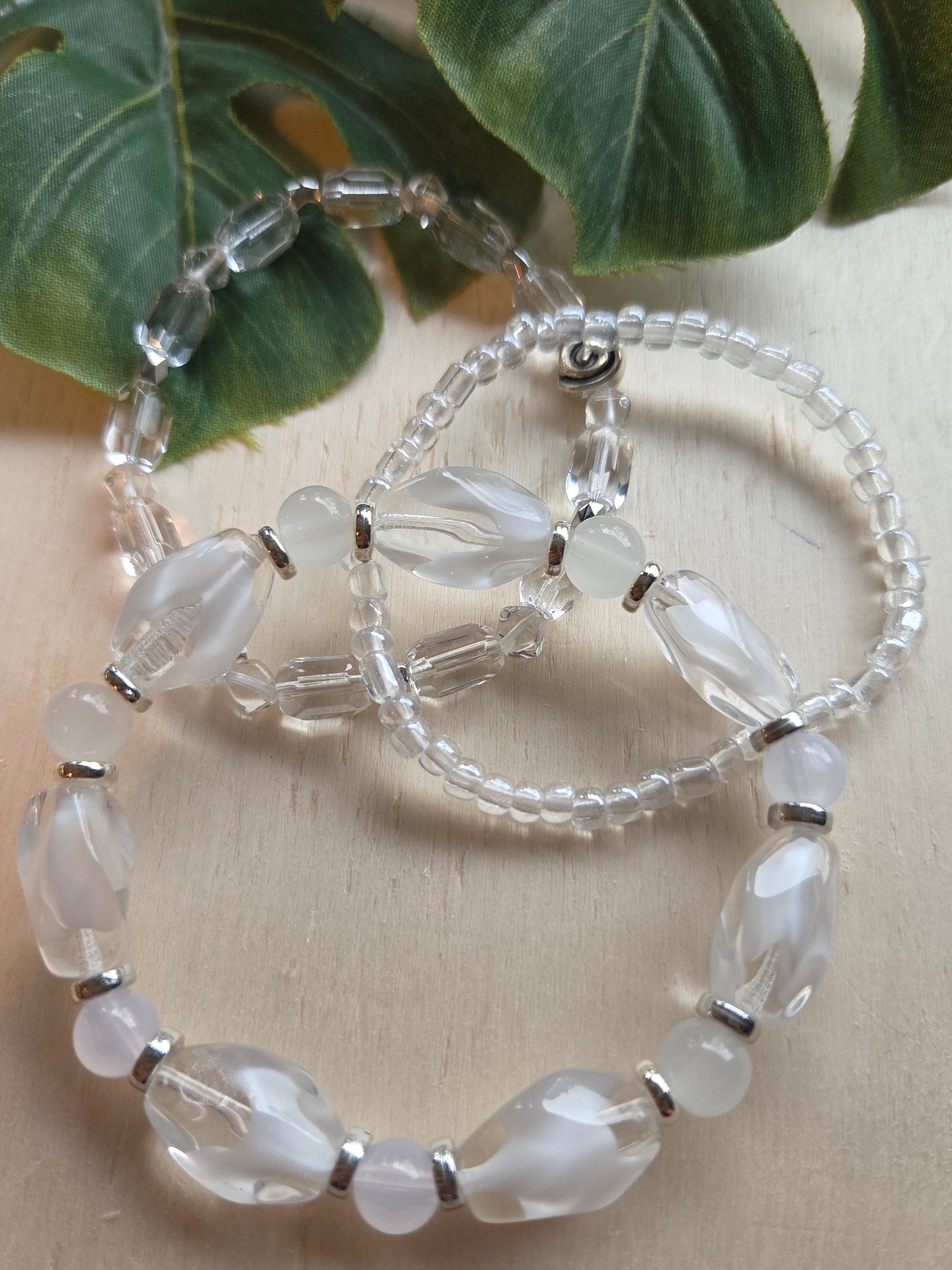 Armbänder Perlen klar 3er Set