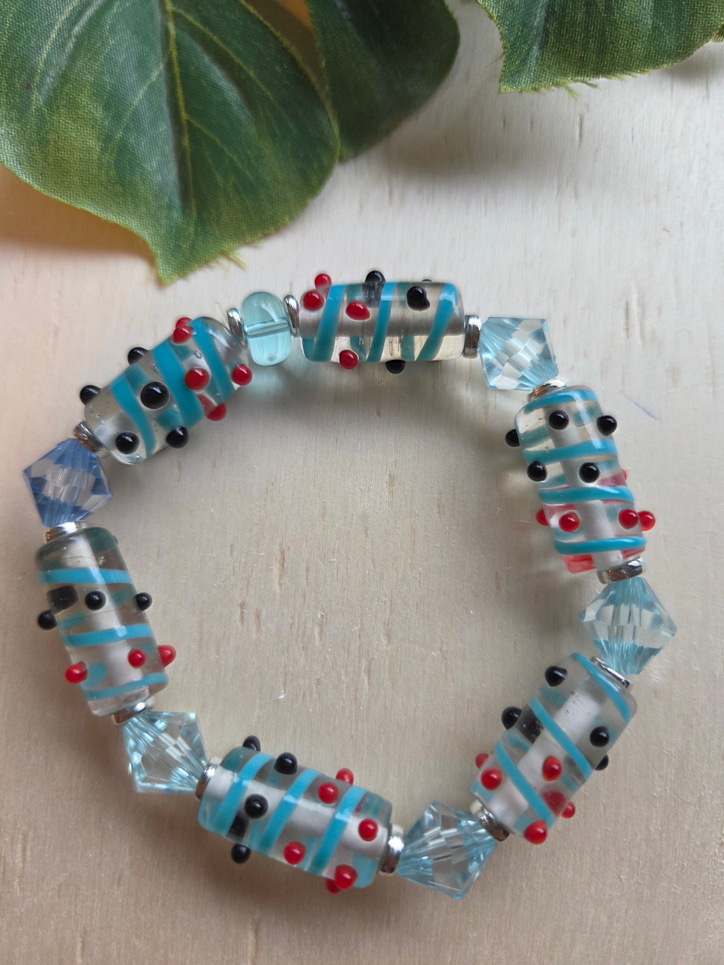Armbänder 3er Set Perlen klar/blau