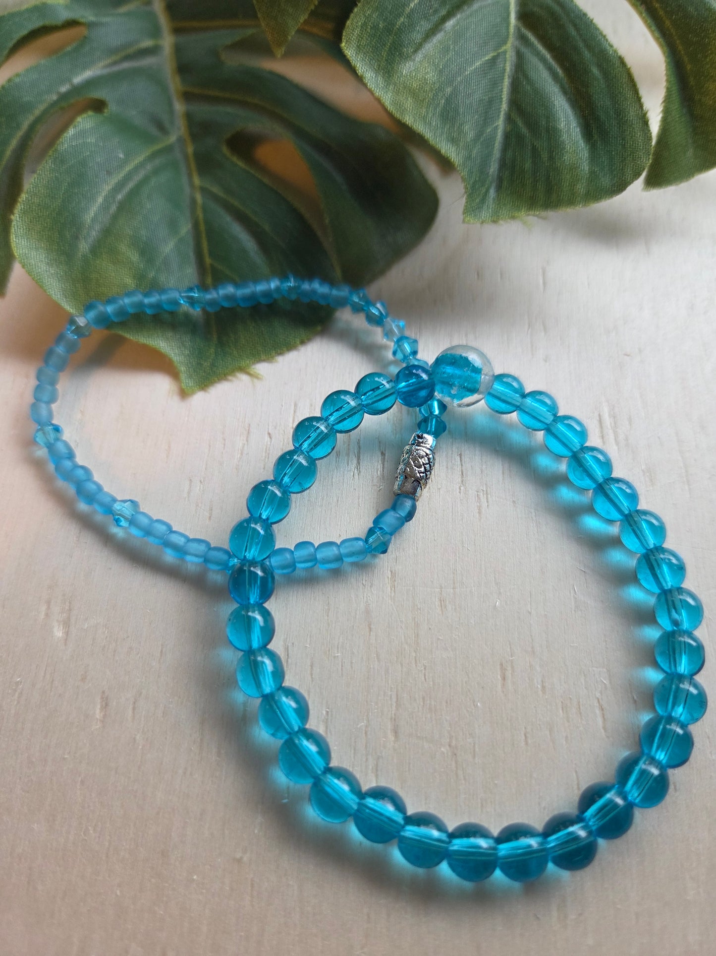 Armbänder 3er Set blau  schöne Glasperlen