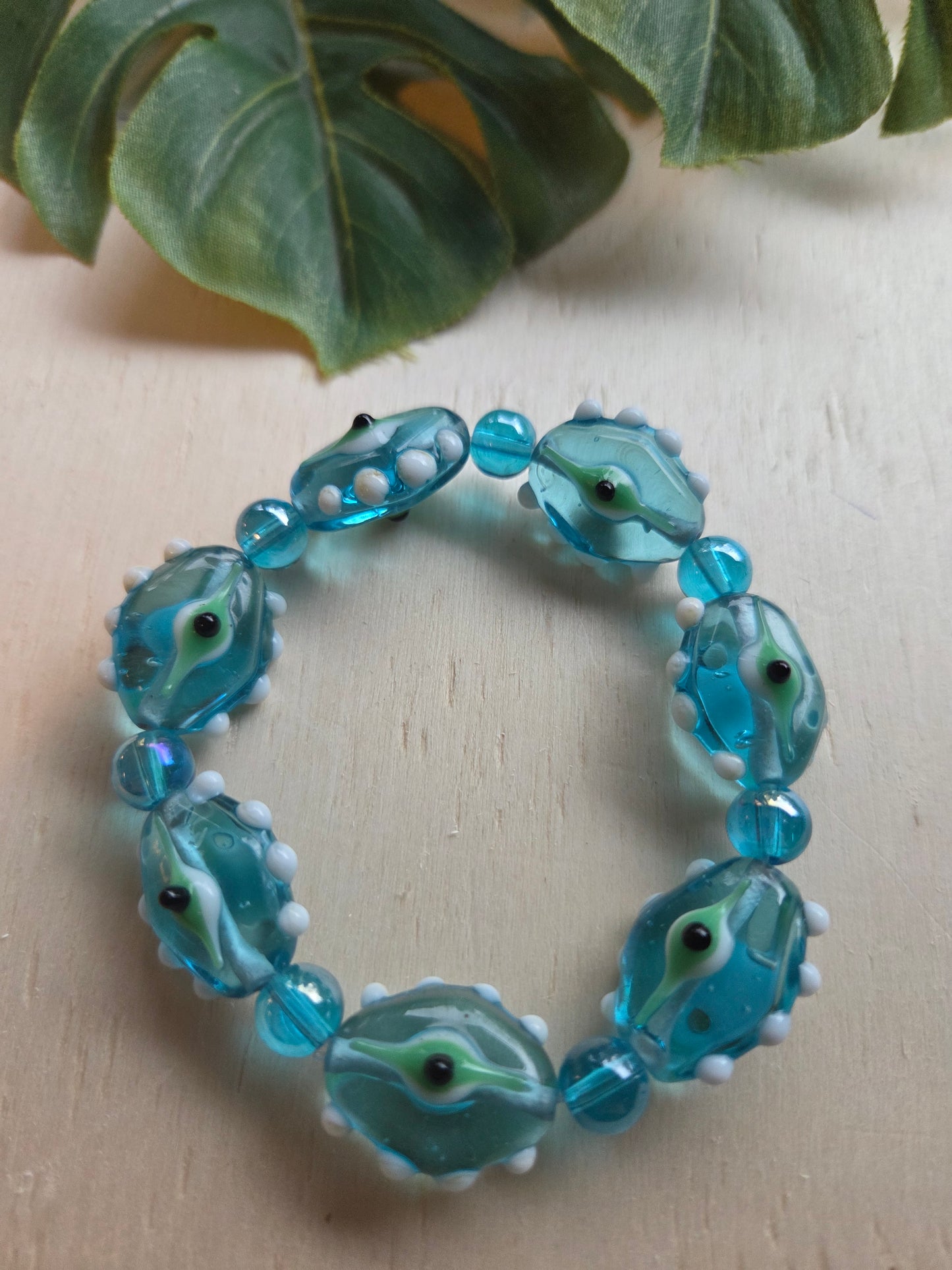 Armbänder 3er Set blau  schöne Glasperlen