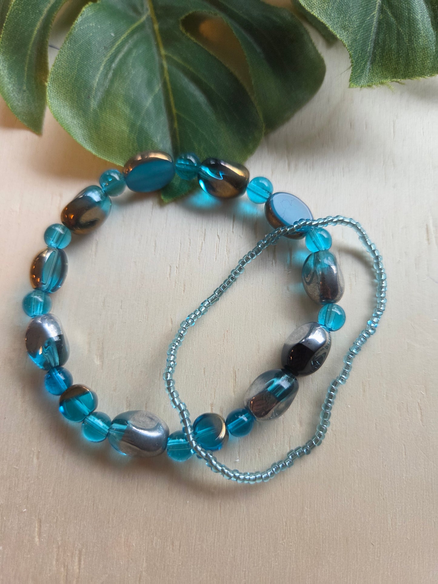 Armbänder 3er Set glas Perlen blau