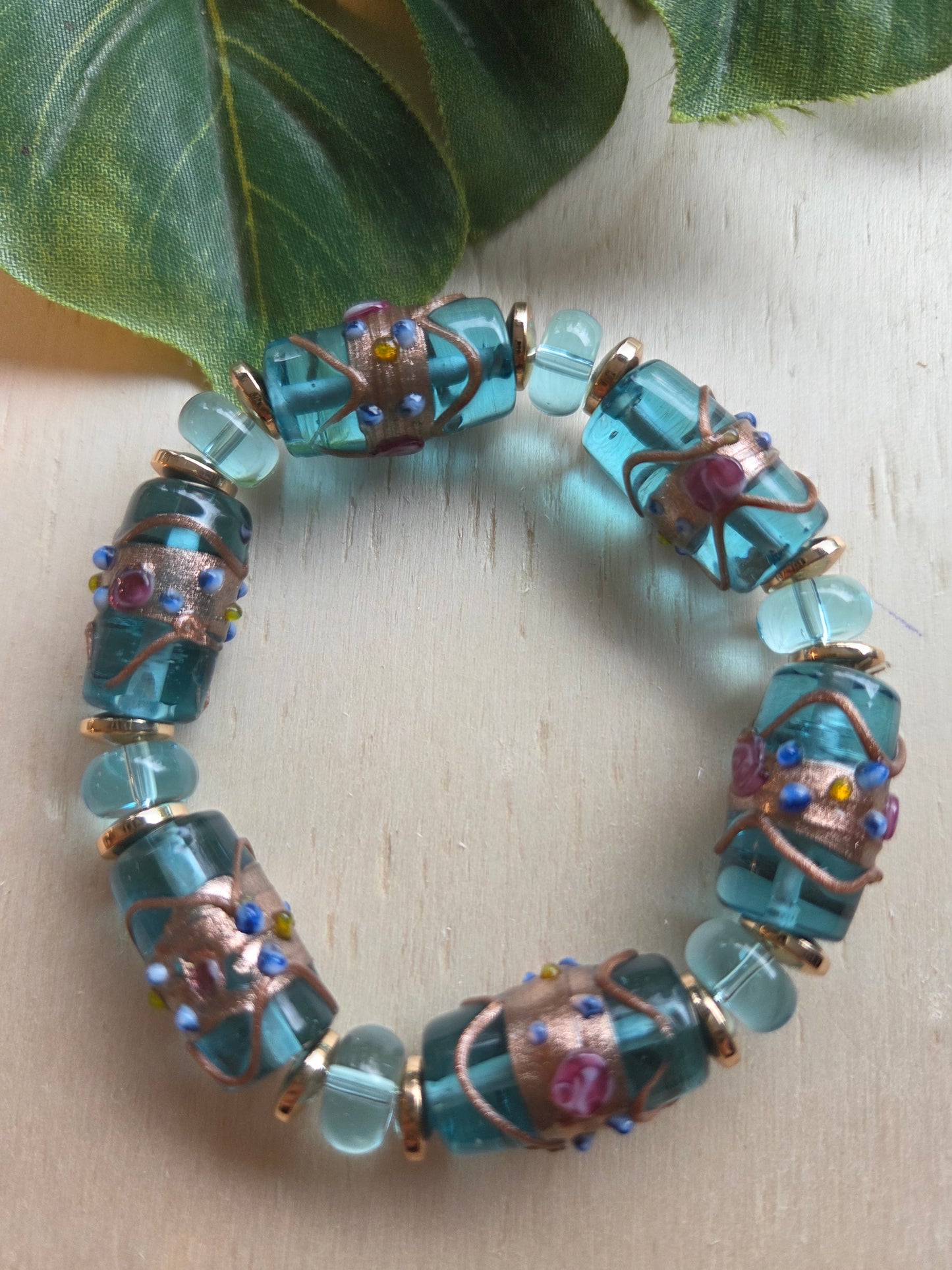 Armbänder 3er Set glas Perlen blau