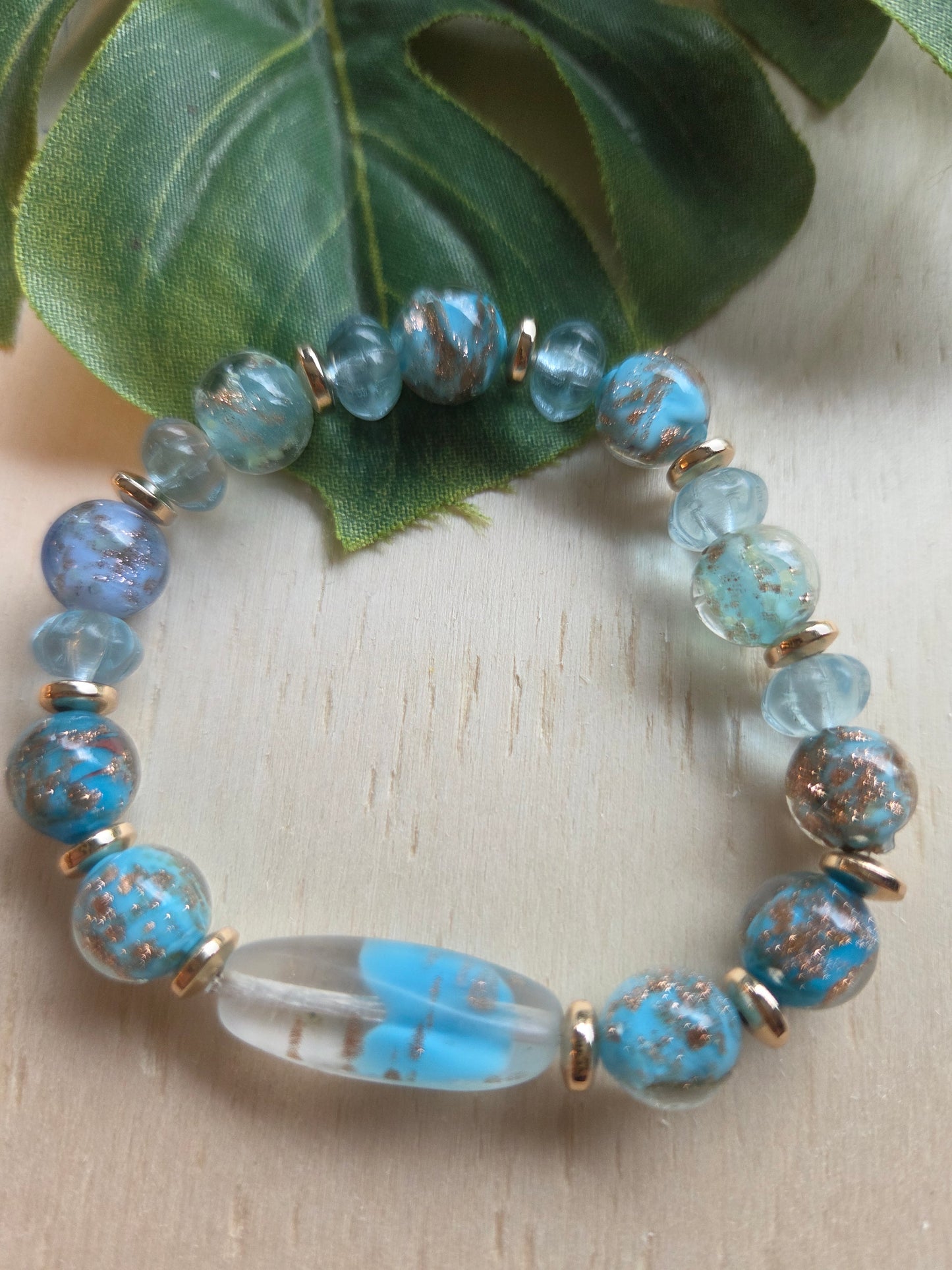 Armbänder 3er Set Glas Perlen blau