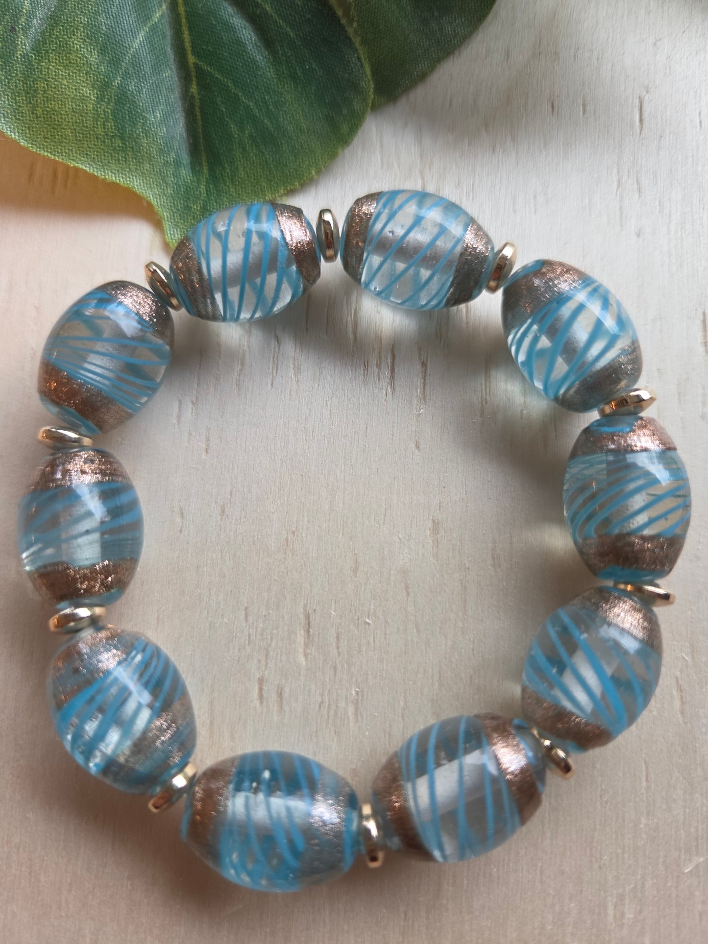 Armbänder 3er Set Glas Perlen blau