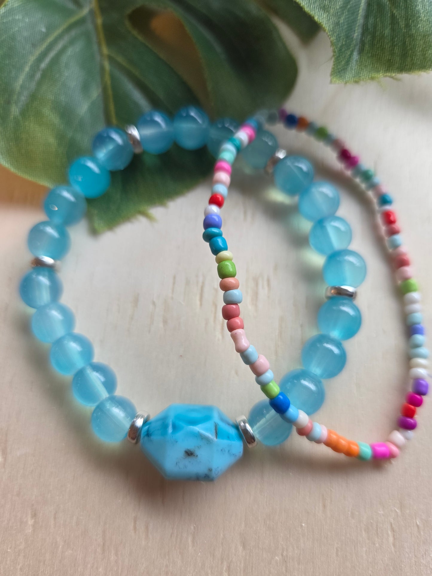 Armbänder 3er Set Glas Perlen blau