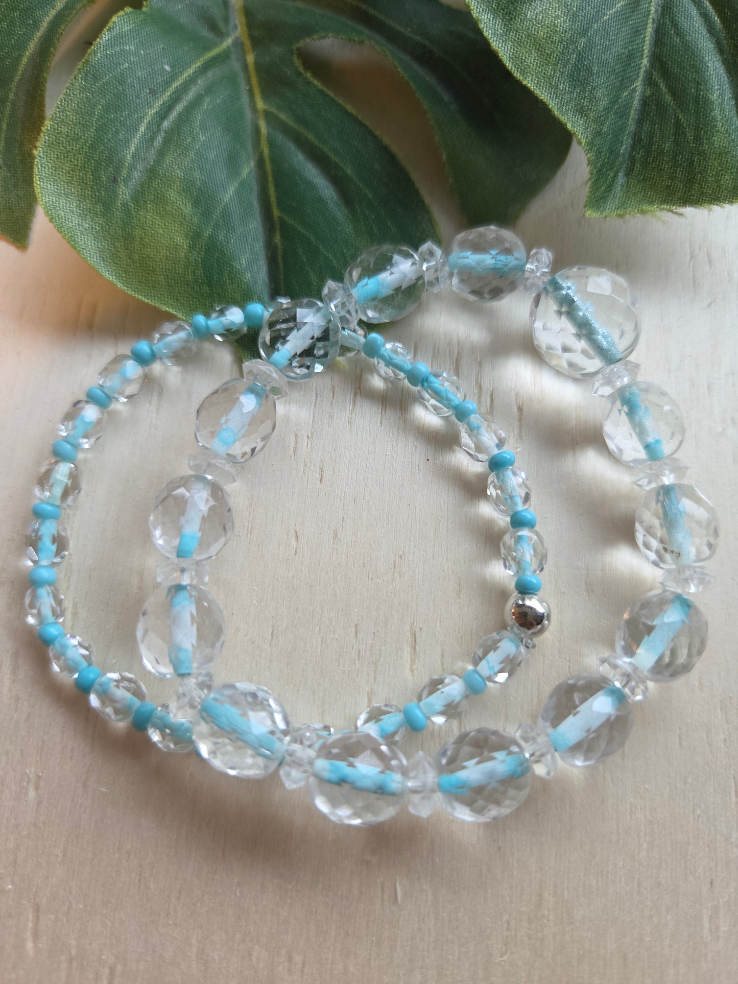 Armbänder 3er Set Perlen Blau/Klar