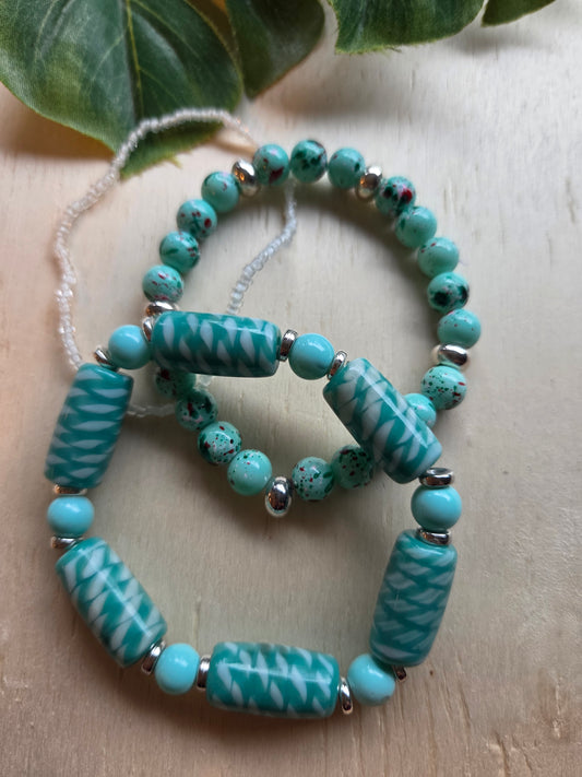 Armbänder 3er Set Türkis  Perlen