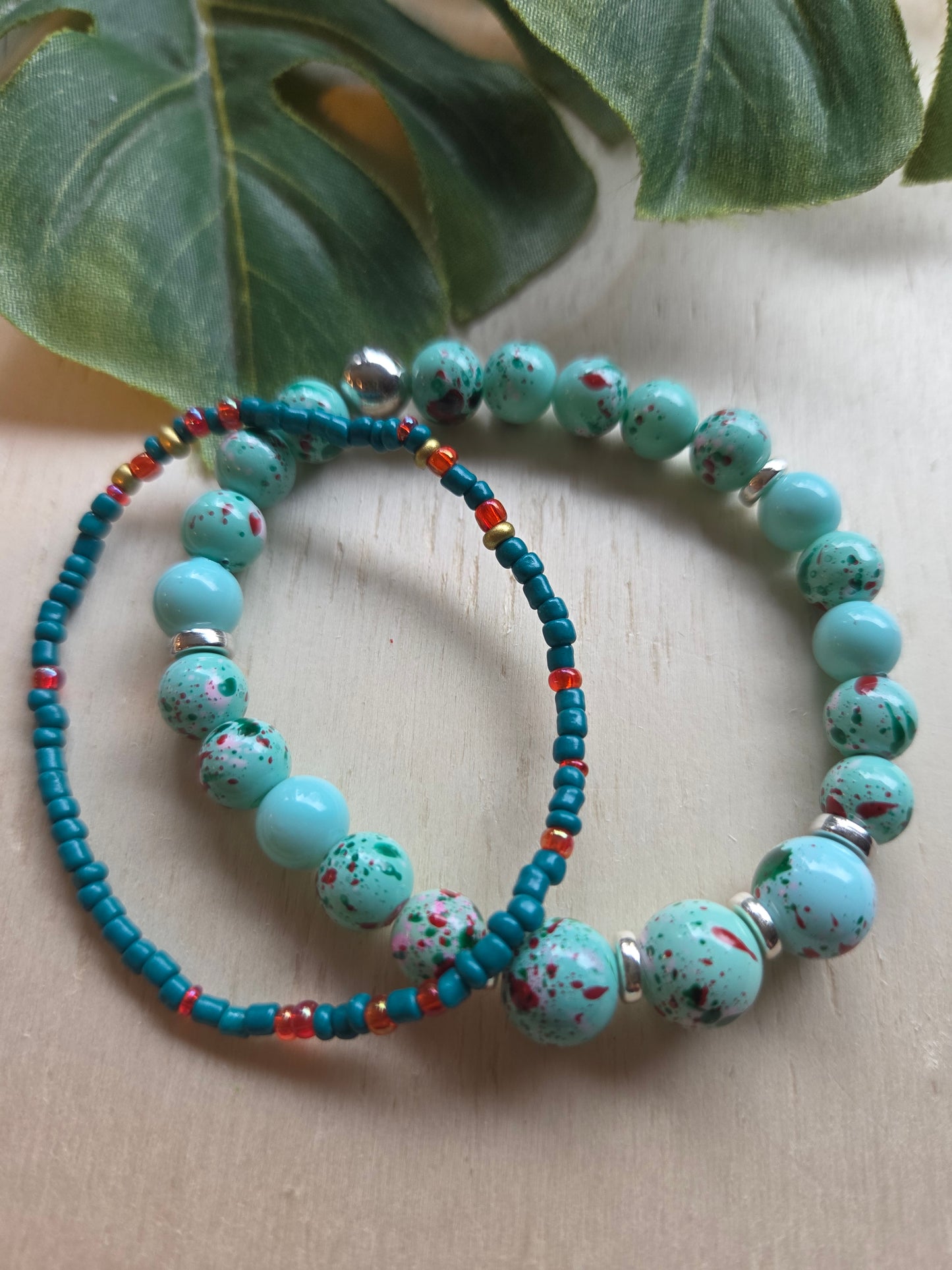 Armbänder 3er Set Türkis  Perlen