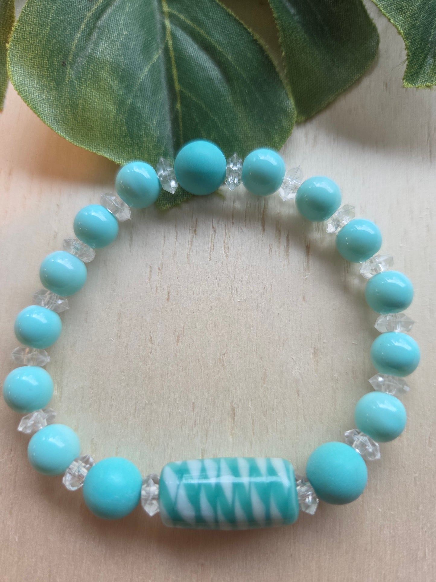 Armbänder 3er Set  weiß/Türkis Perlen