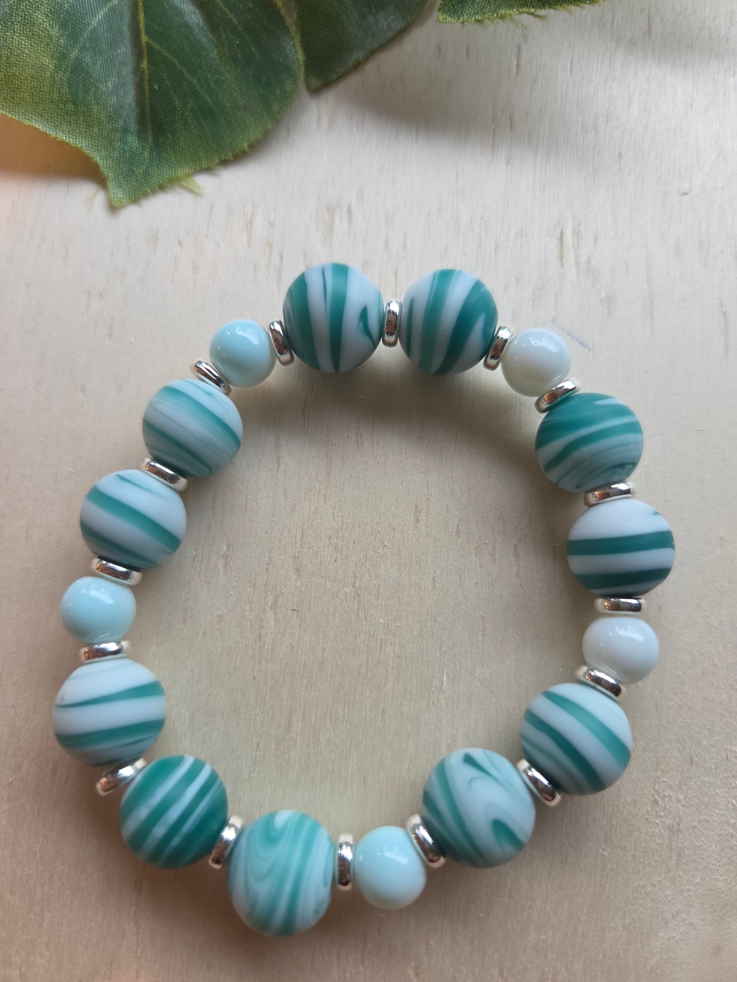 Armbänder 3er Set weiß/türkis  Perlen