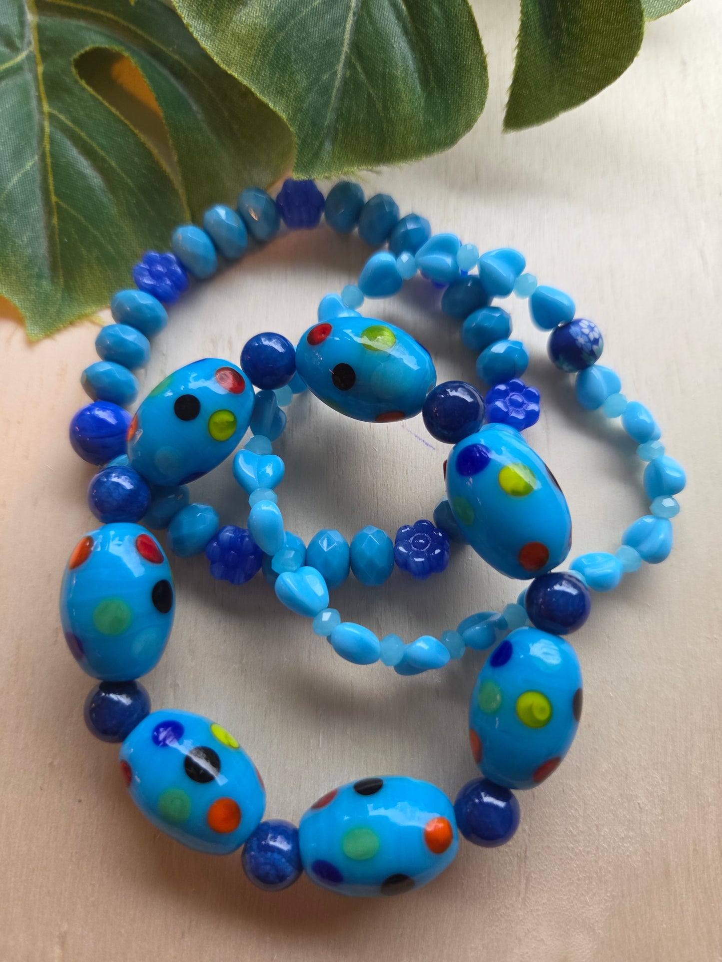Armbänder 3er Set Perlen Blau