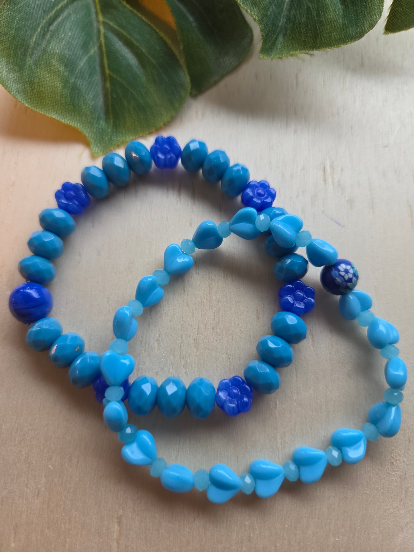 Armbänder 3er Set Perlen Blau