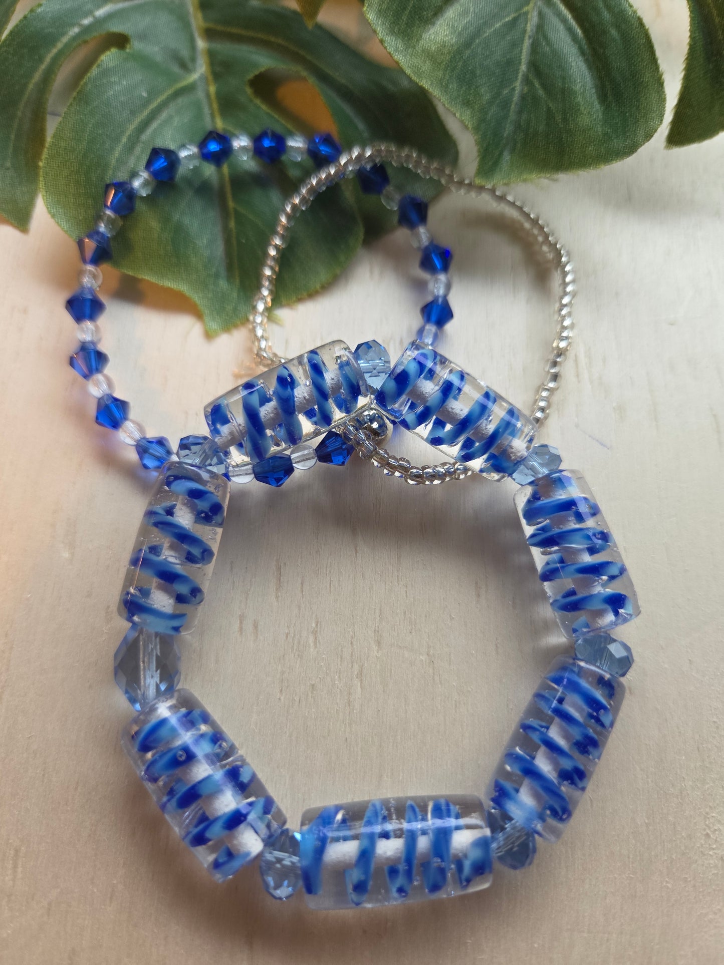 Armbänder 3er Set blau und Klar Perlen