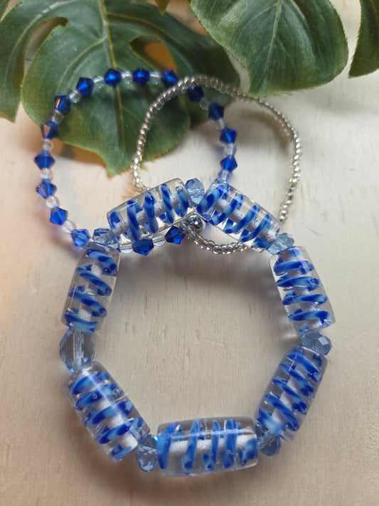 Armbänder 3er Set blau und Klar Perlen