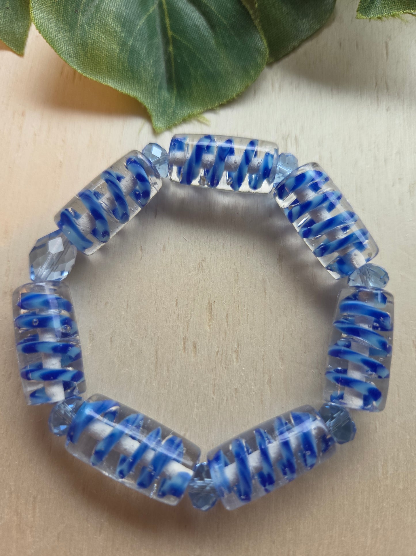 Armbänder 3er Set blau und Klar Perlen