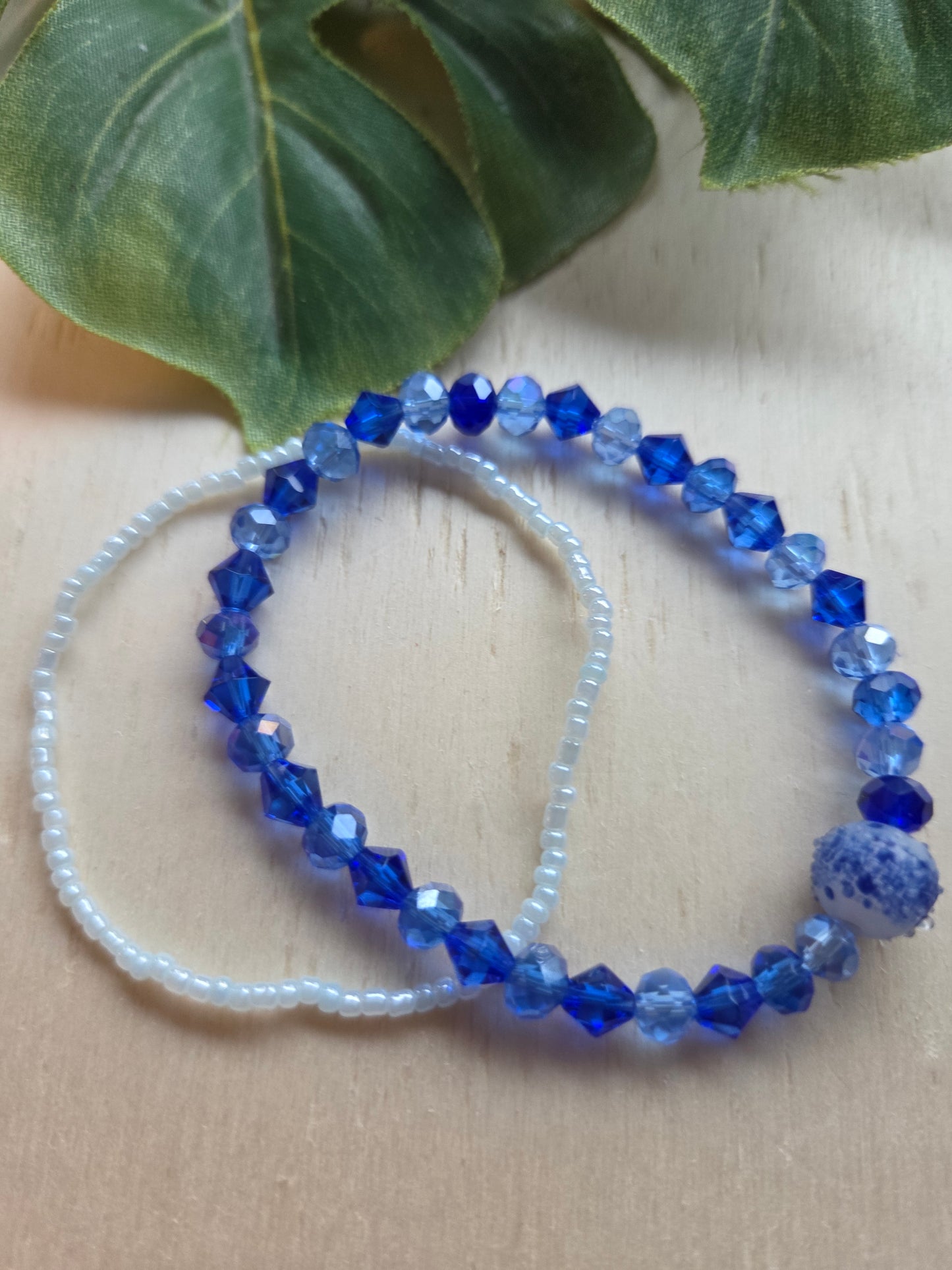 Armbänder 3er Set  blau Glas Perlen