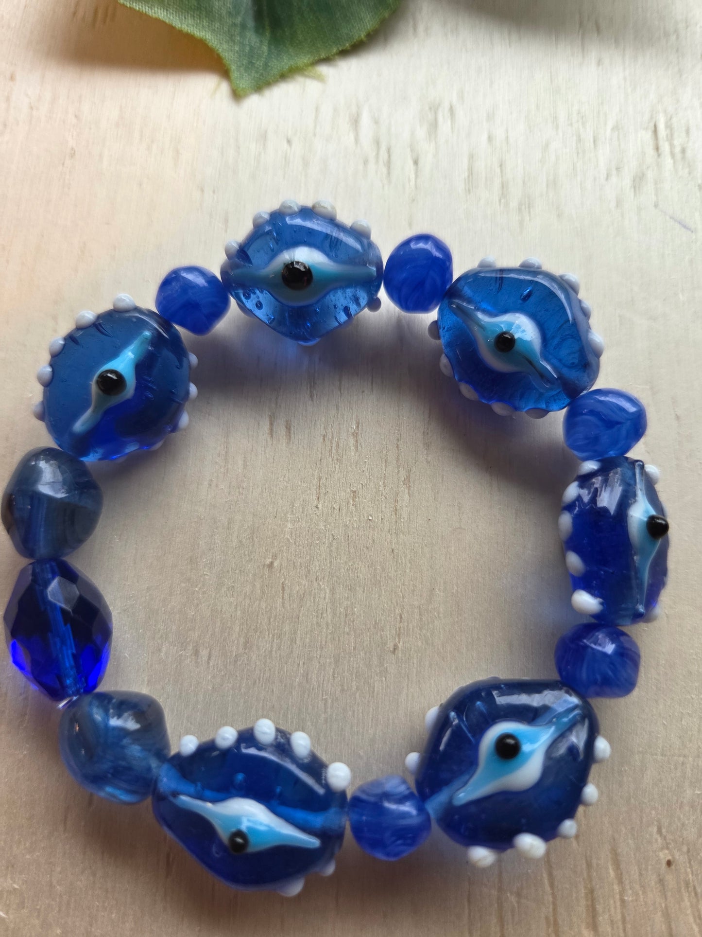 Armbänder 3er Set  blau Glas Perlen