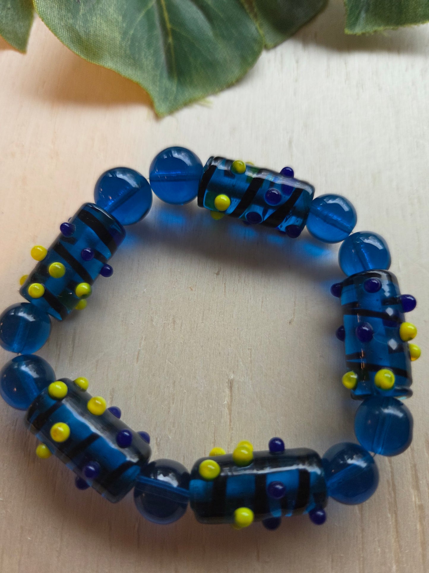 Armbänder 3er Set Glas Perlen blau