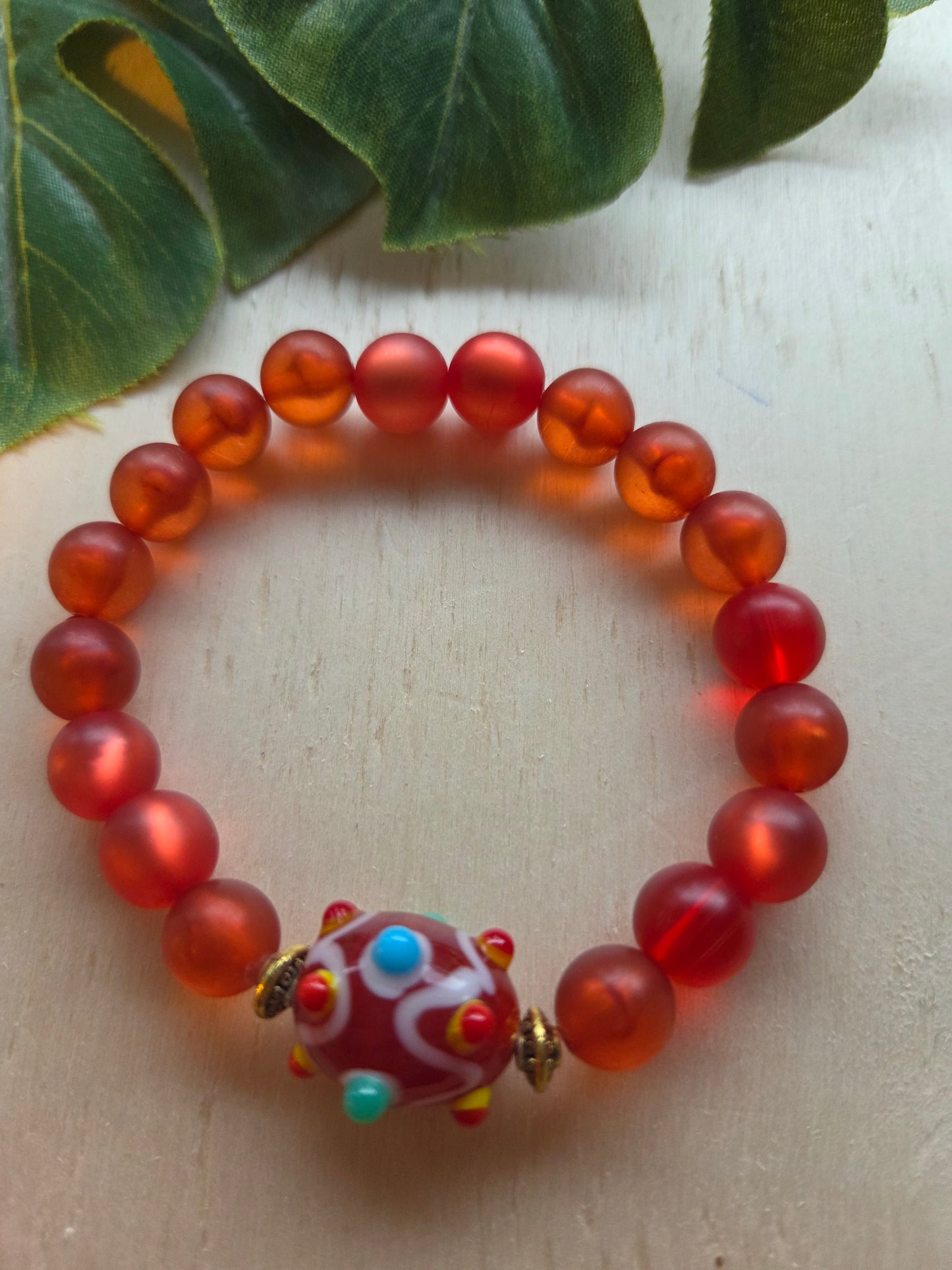 Armbänder 3er Set Perlen rot mit schöner Glas Perle