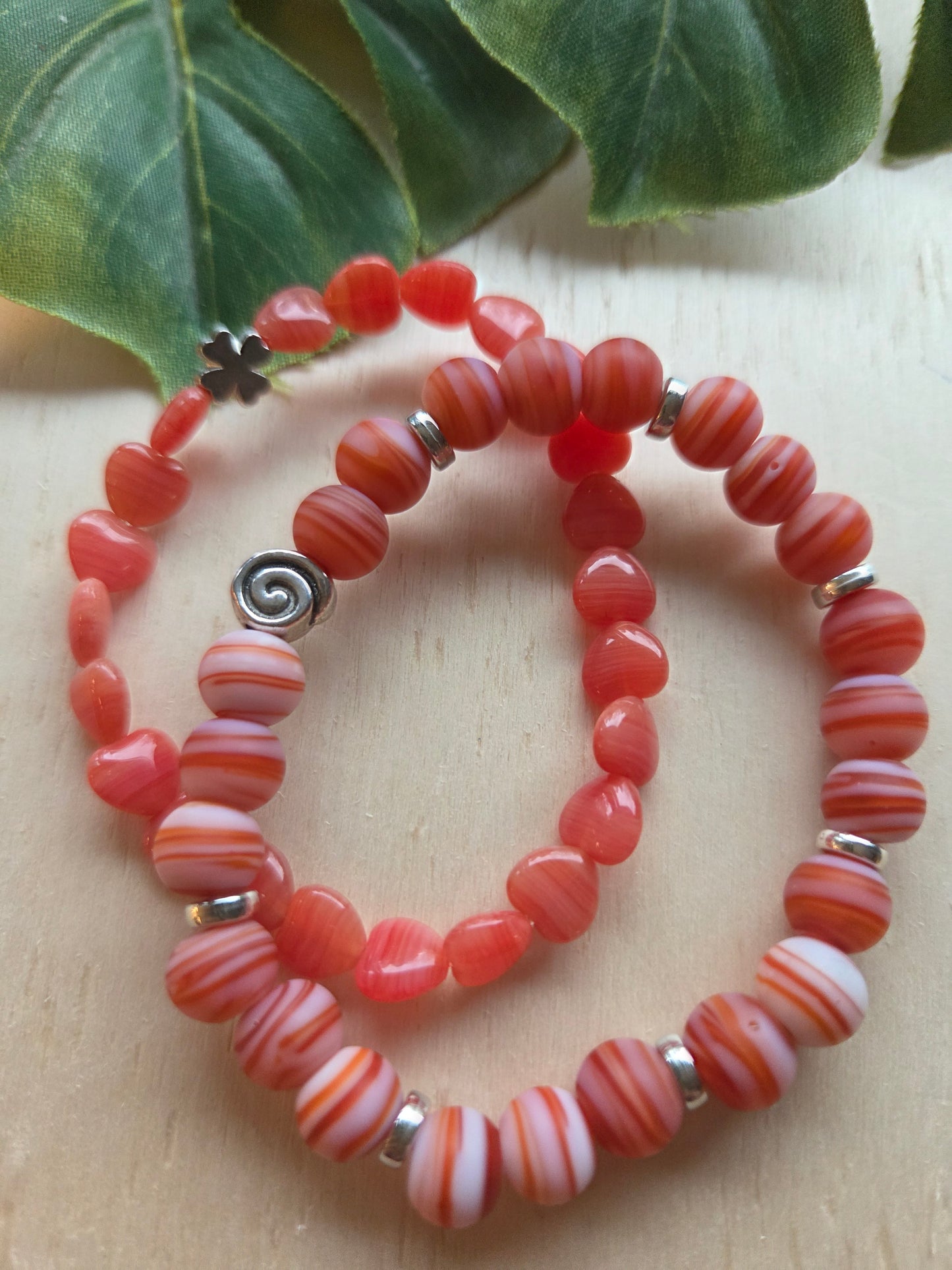 Armbänder 3er Set Perlen rot