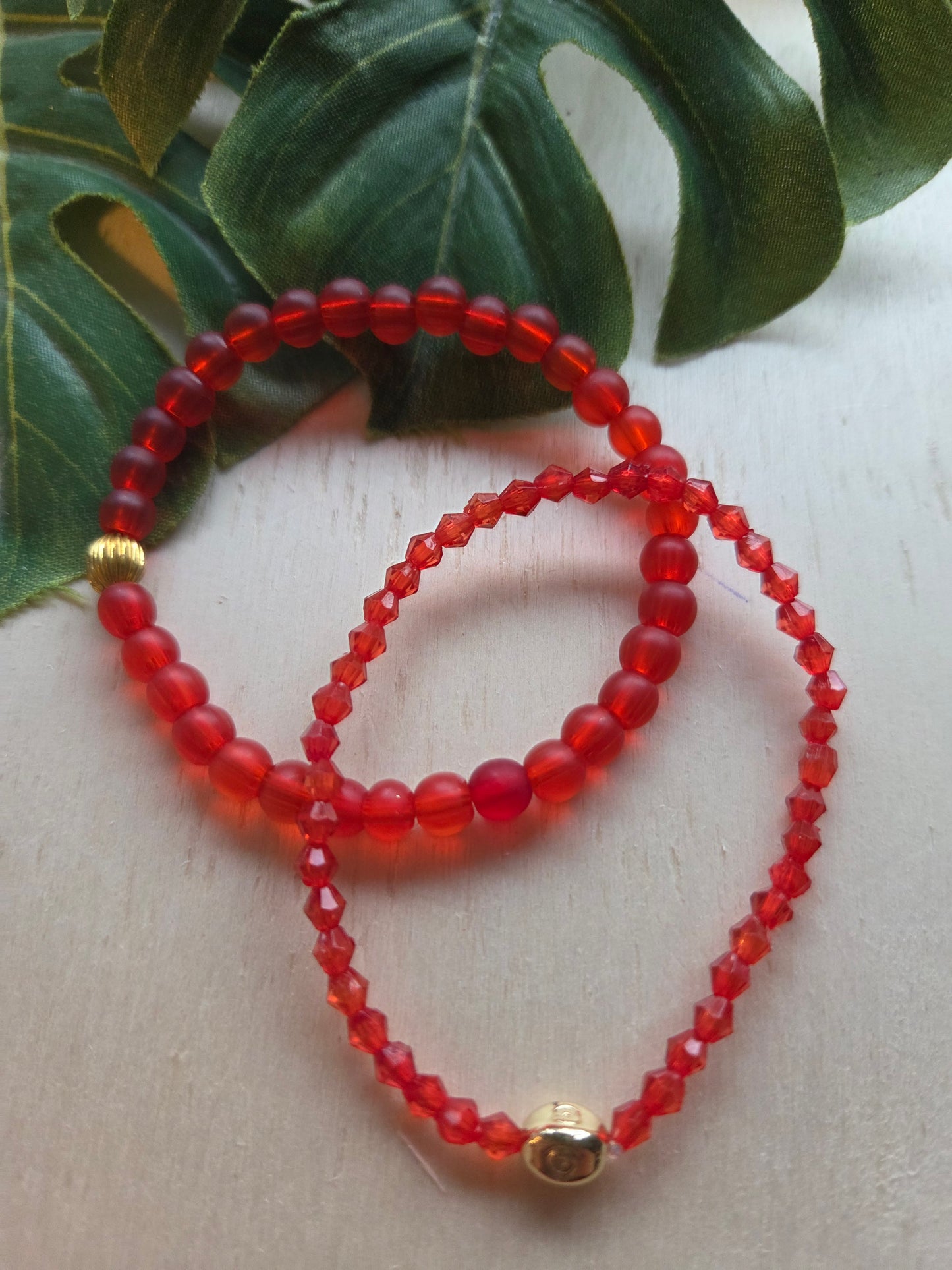 Armbänder 3er Set Perlen Rot