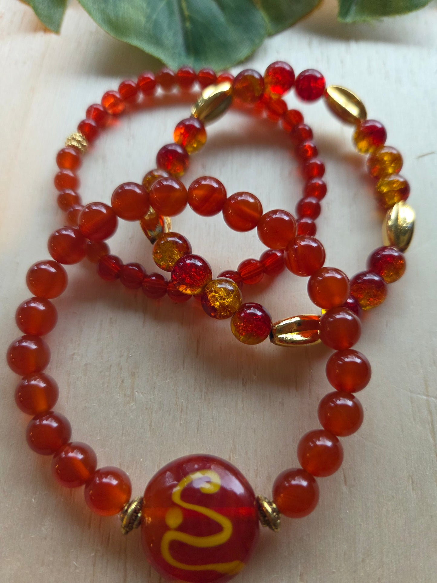 Armbänder 3er Set Perlen Rot
