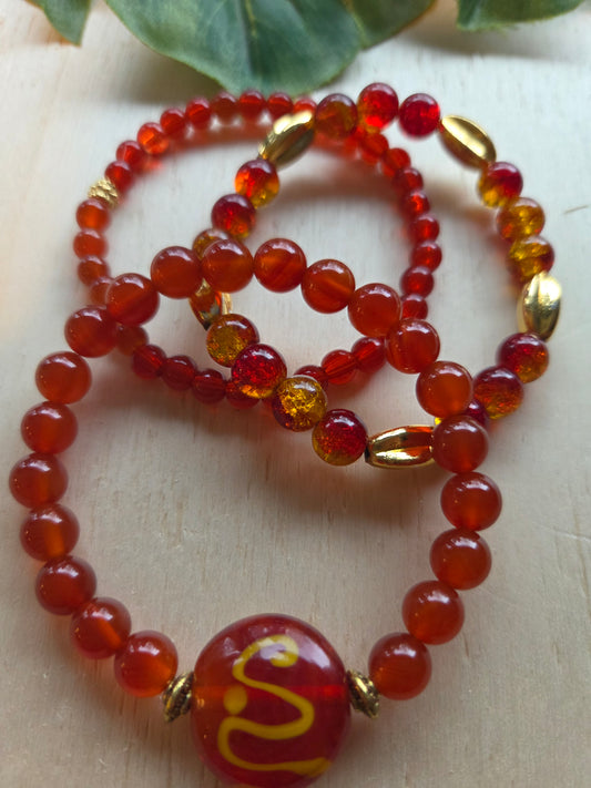 Armbänder 3er Set Perlen Rot