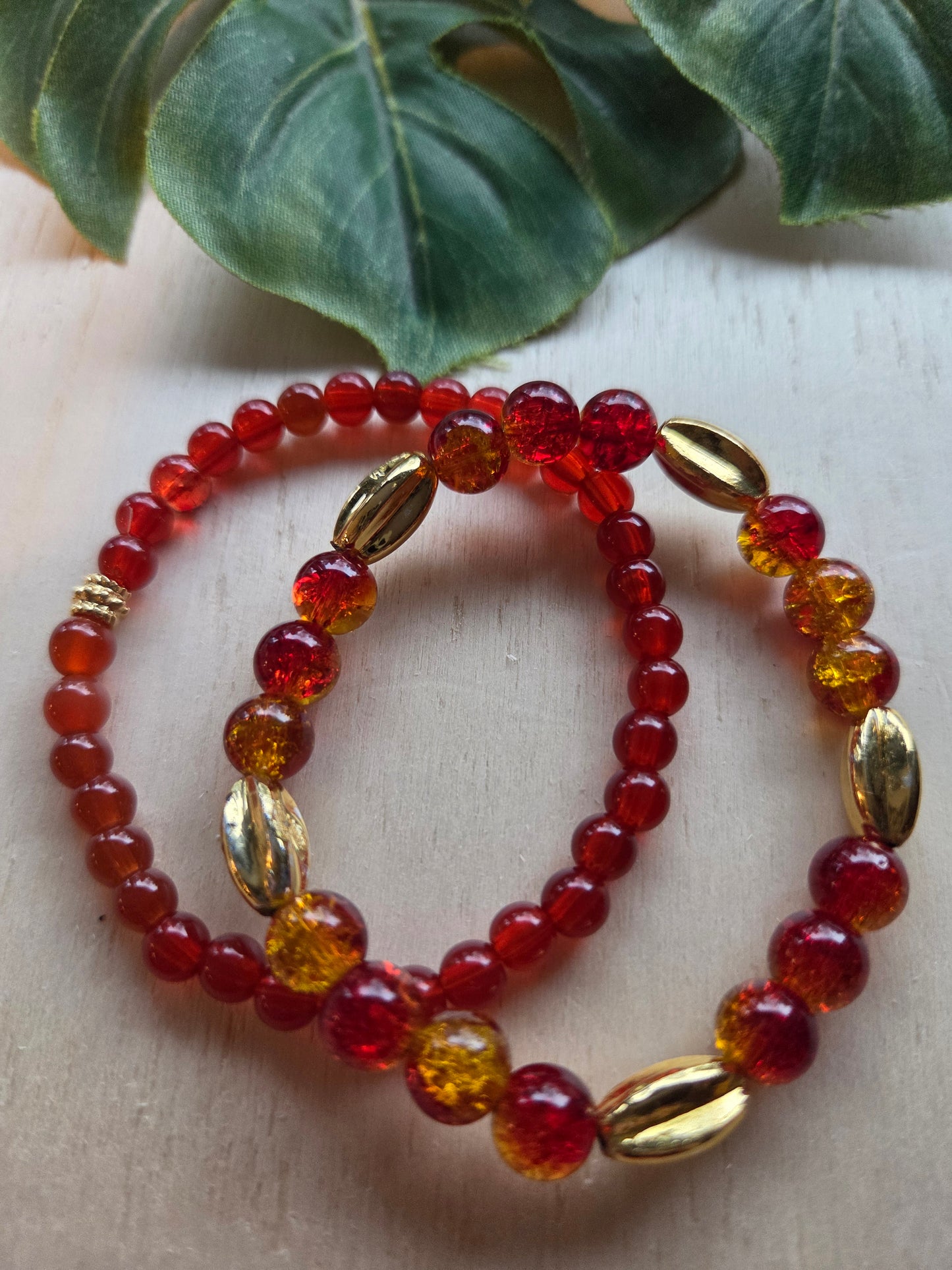 Armbänder 3er Set Perlen Rot