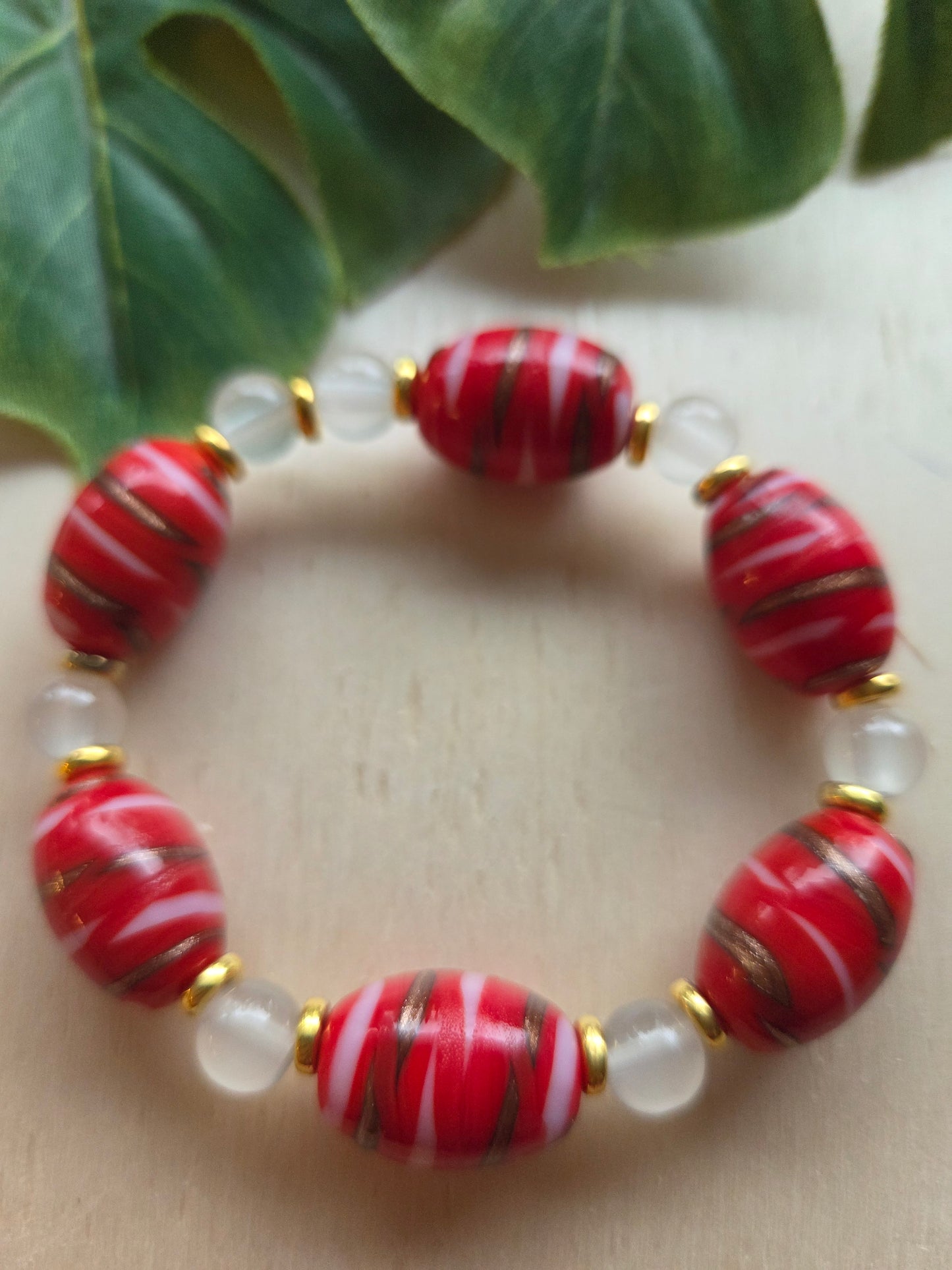 Armbänder 3er Set Perlen Rot/weiß