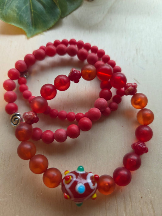 Armbänder 3er Set Perlen Rot