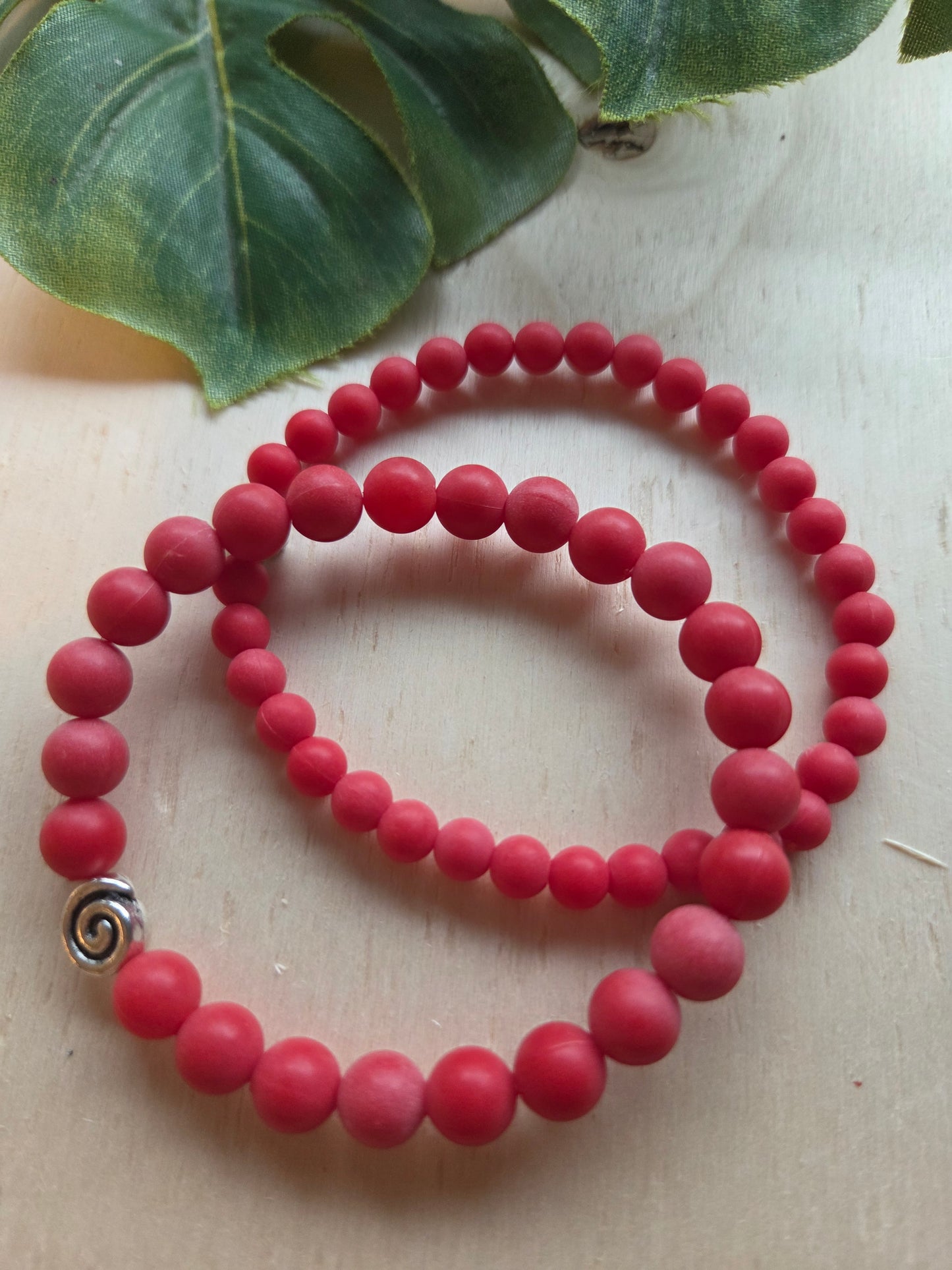 Armbänder 3er Set Perlen Rot