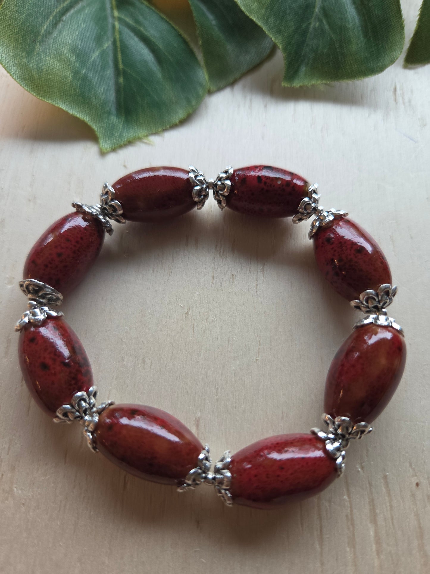 Armbänder 3er Set Perlen Rot