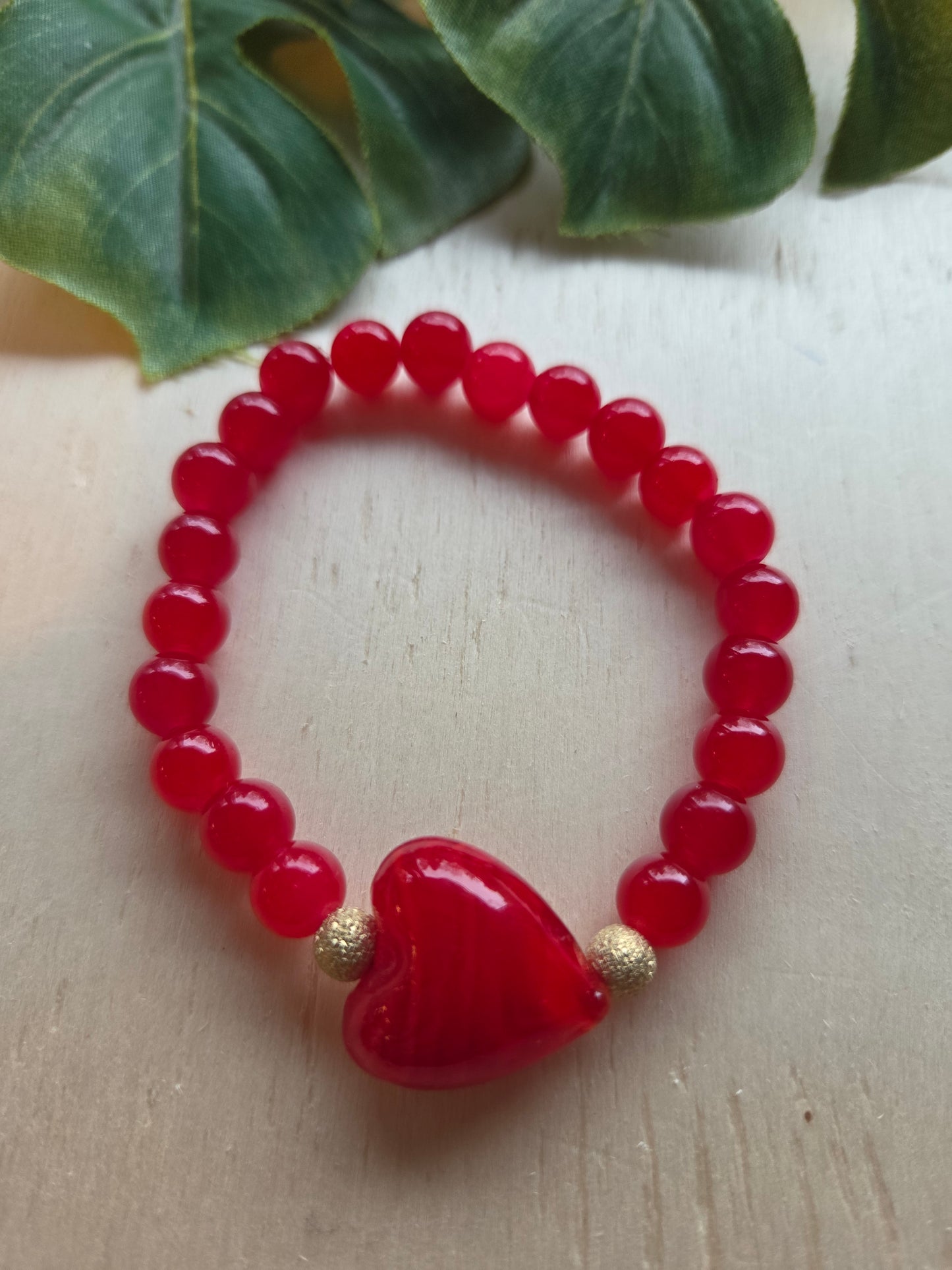Armbänder 3er Set Rot Glas Herz