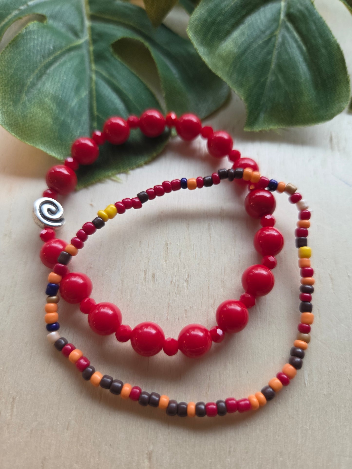 Armbänder 3er Set Perlen Rot