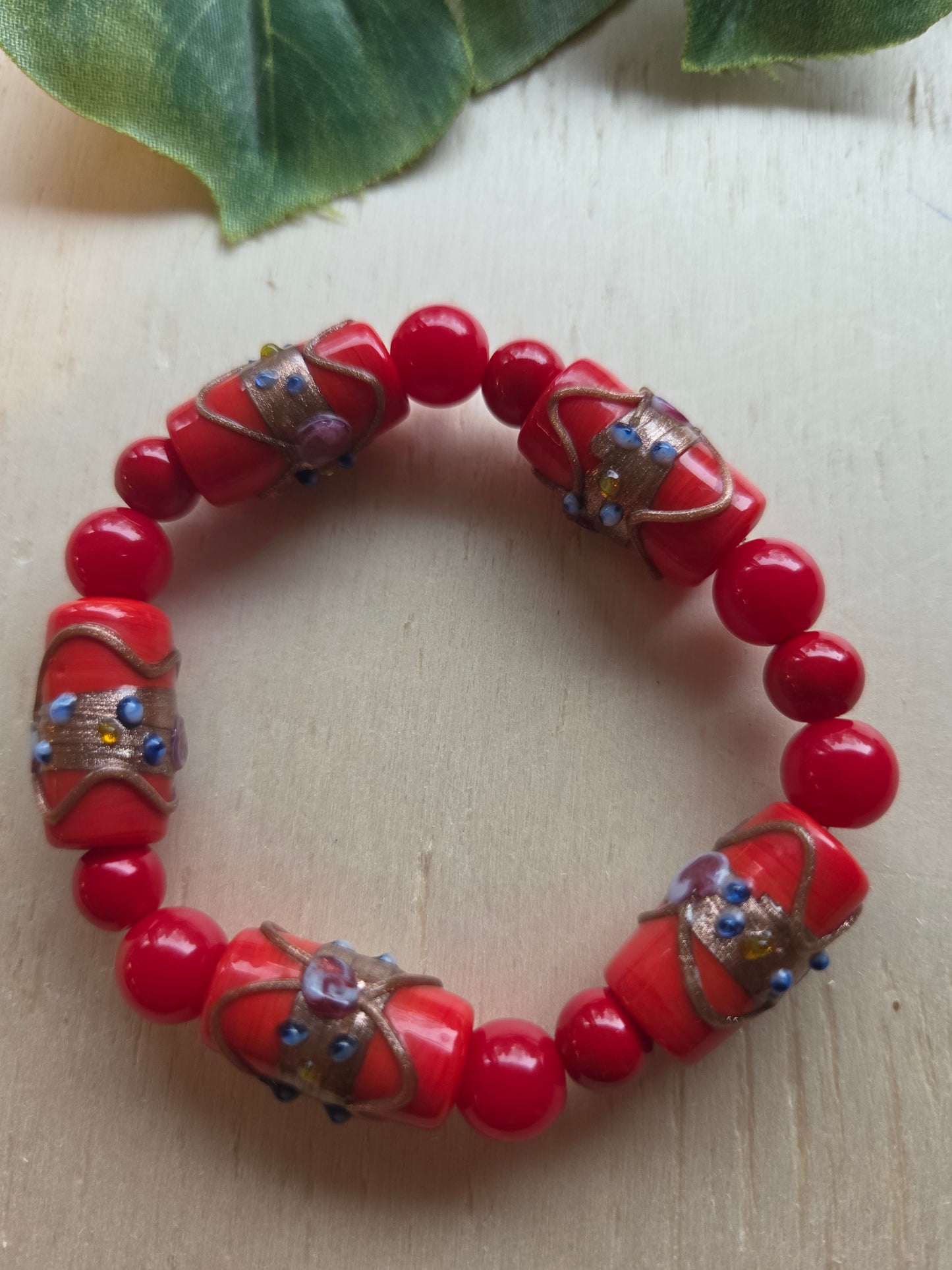 Armbänder 3er Set Perlen Rot