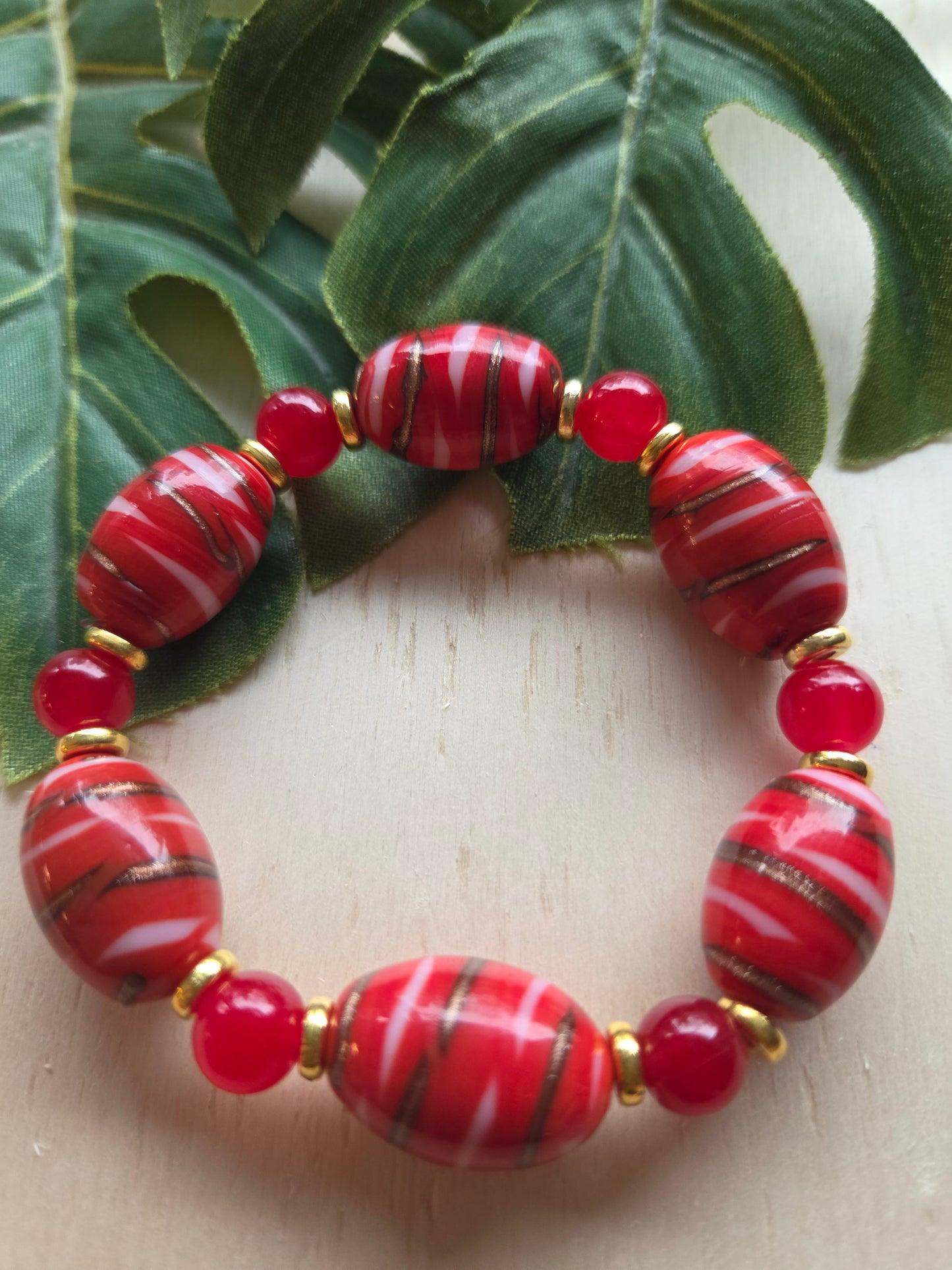 Armbänder 3er Set Perlen Rot